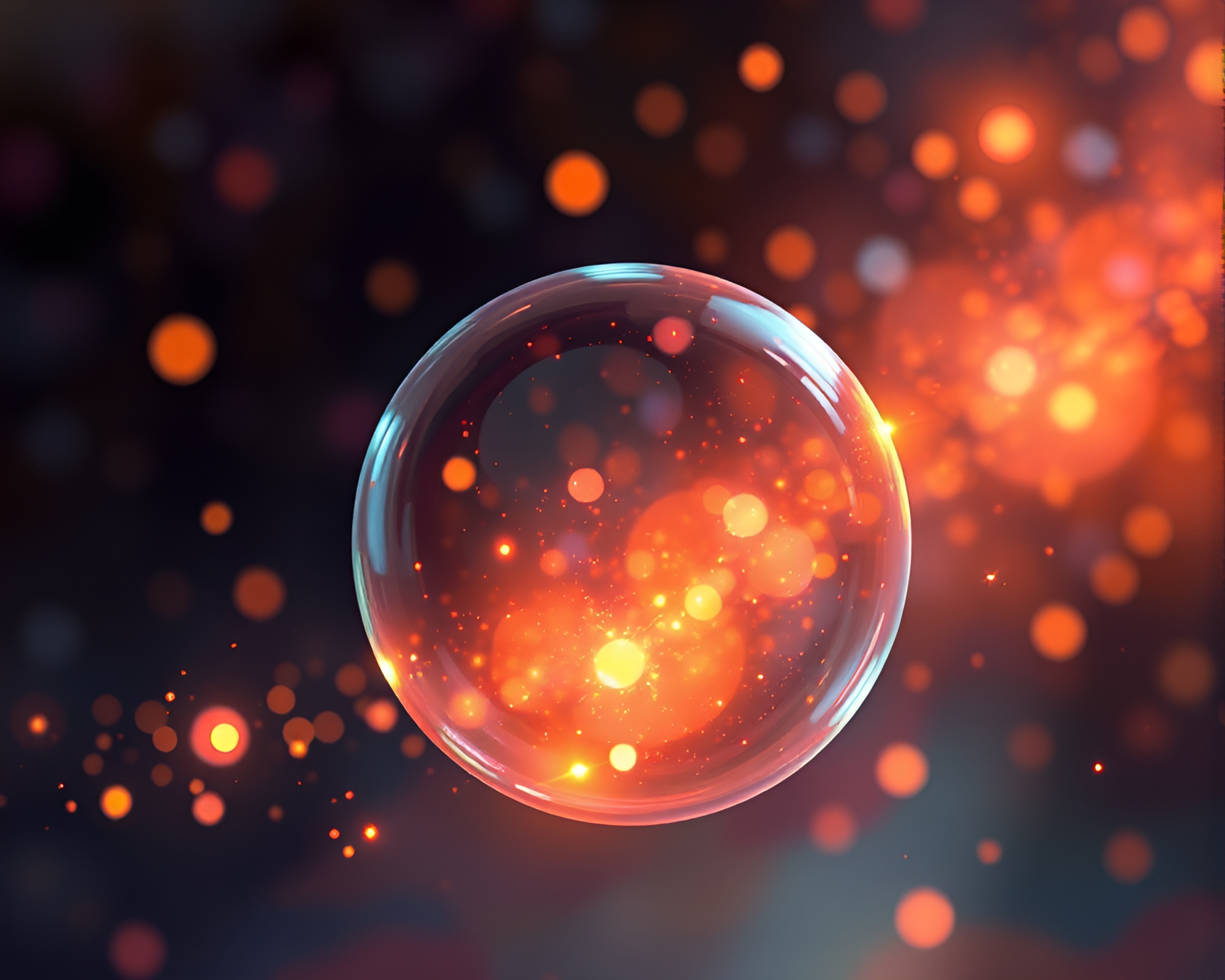Enchanting Glass Orb Floats Among Carnival Lights – free AI stock image