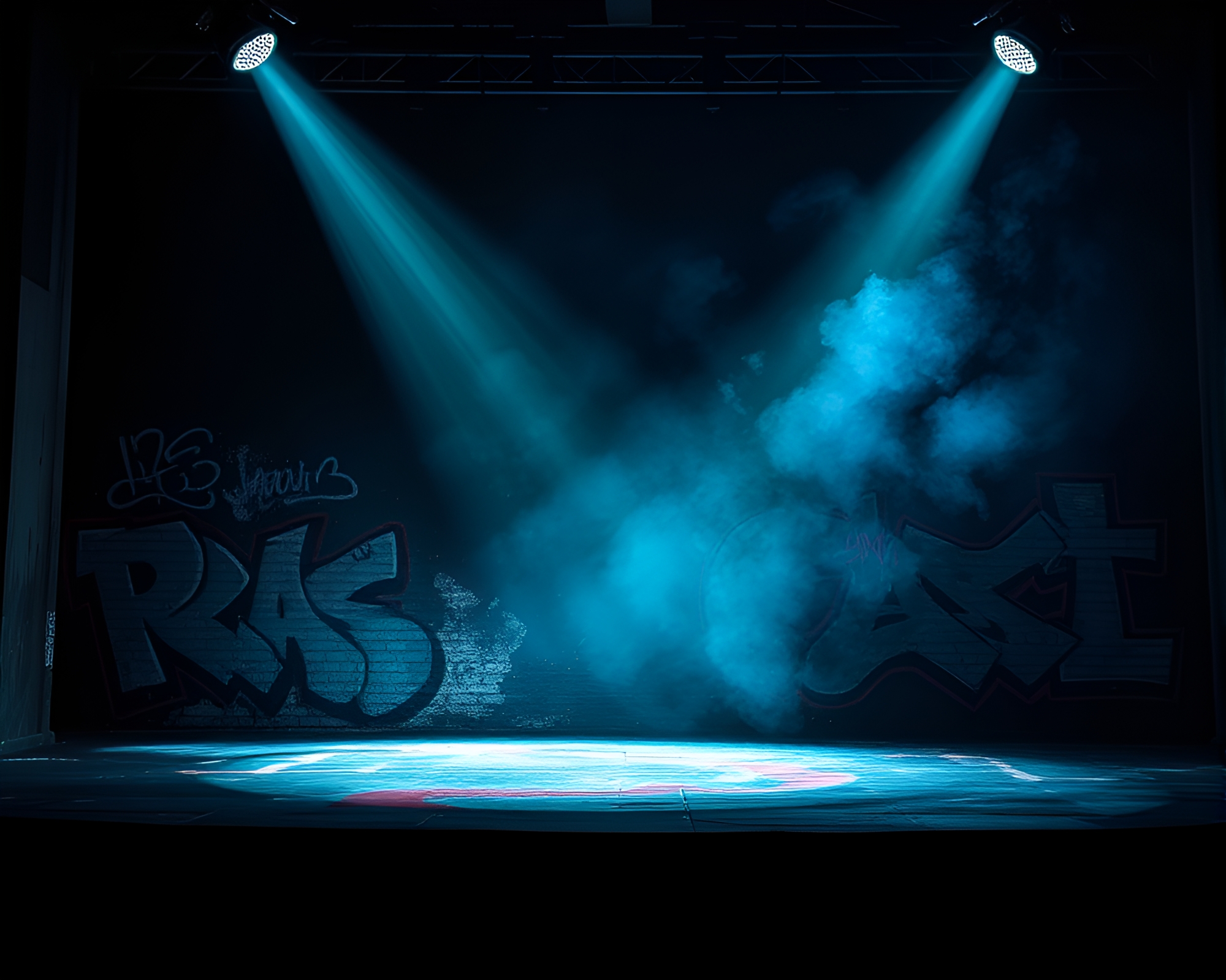 Graffiti Sword Duel in Spotlight – free AI stock image