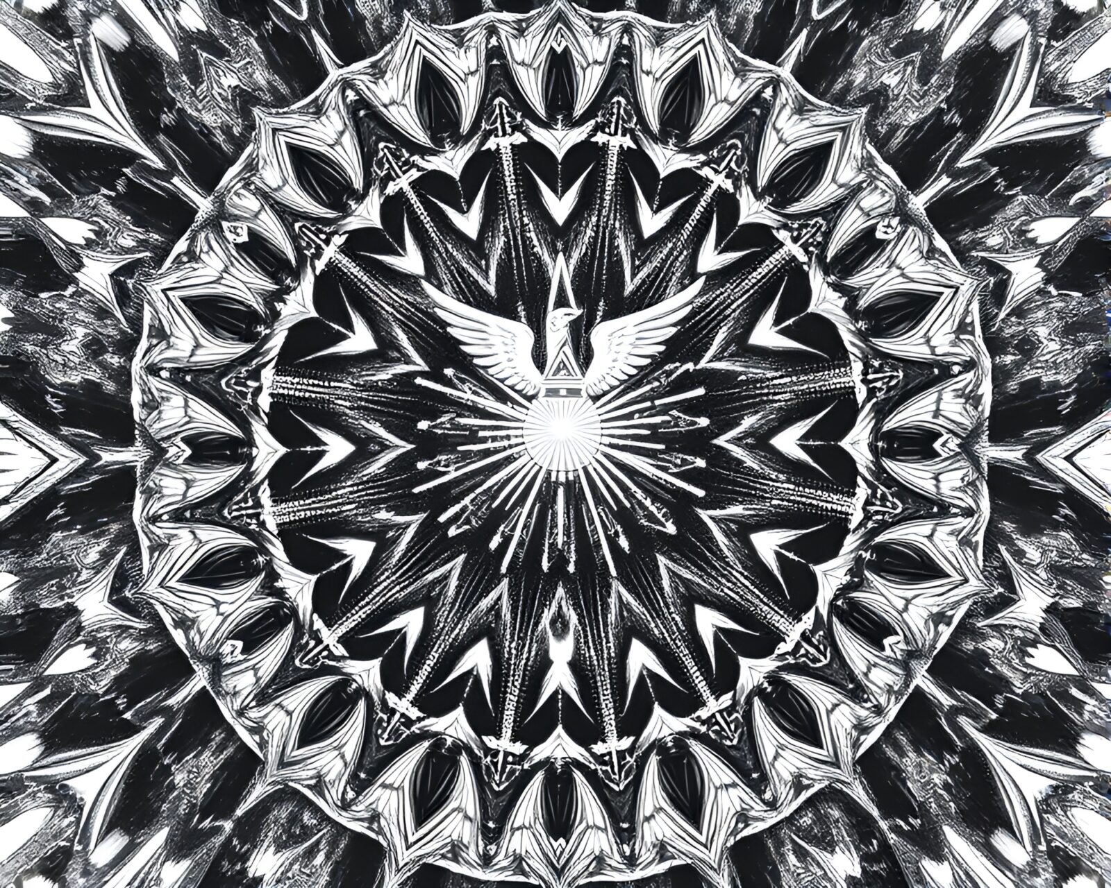 Pencil sketch of fragmented light on old knife blade