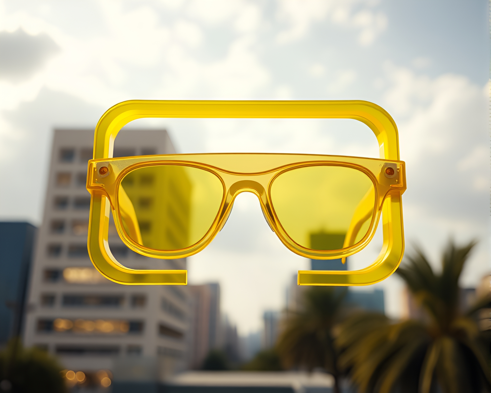 Retro Futurism Augmented Reality Glasses Urban Landscape – free AI stock image