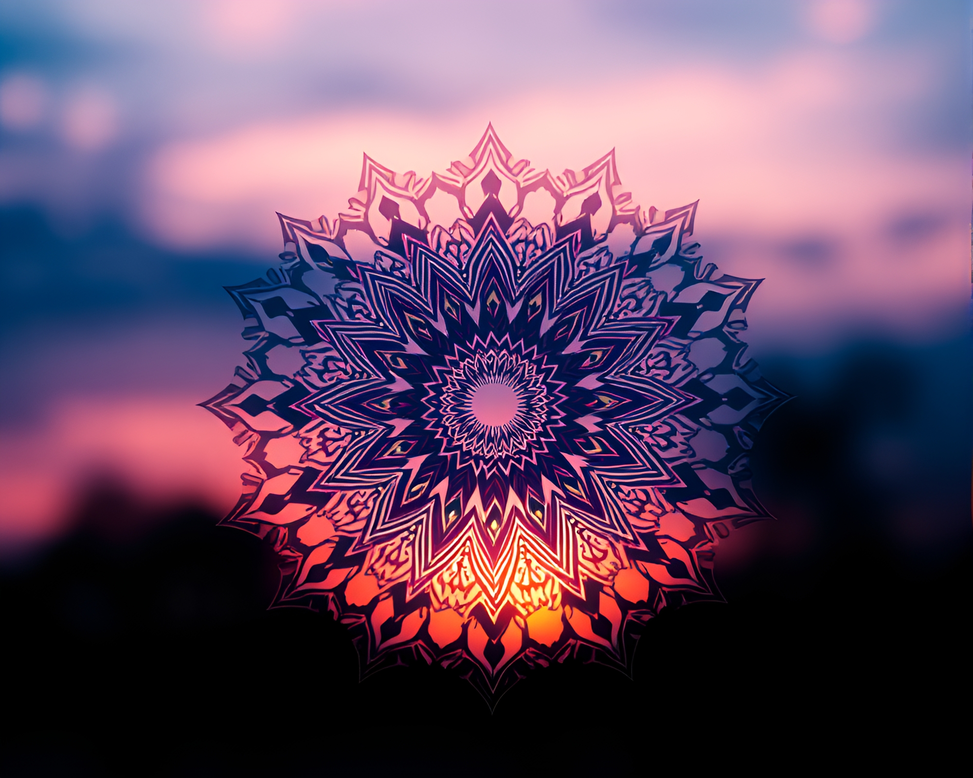Mandala Sunrise: Ethereal Particle Design – free AI stock image
