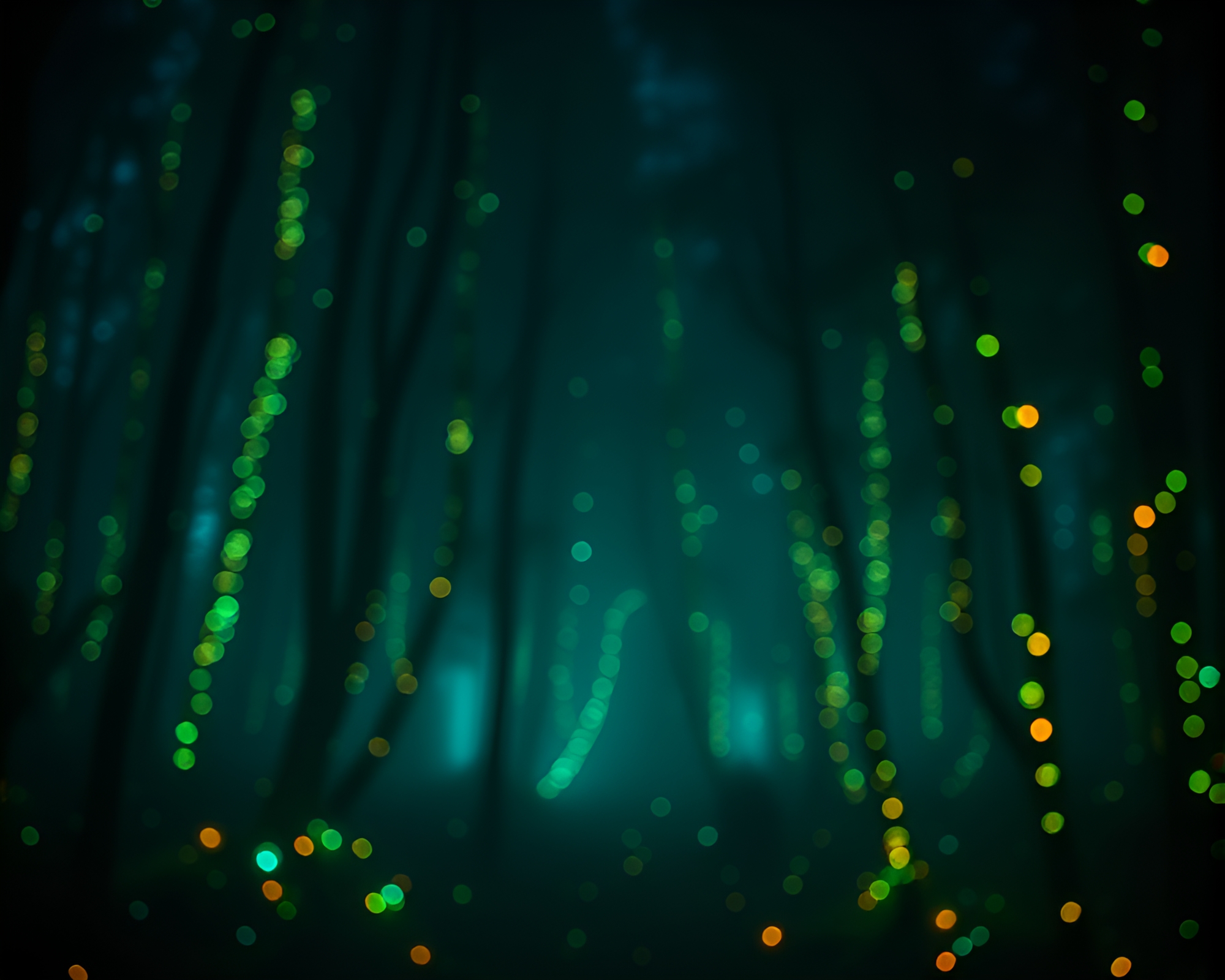 Voxel Bioluminescent Forest with Fog Drifting and Bokeh Lights – free AI stock image