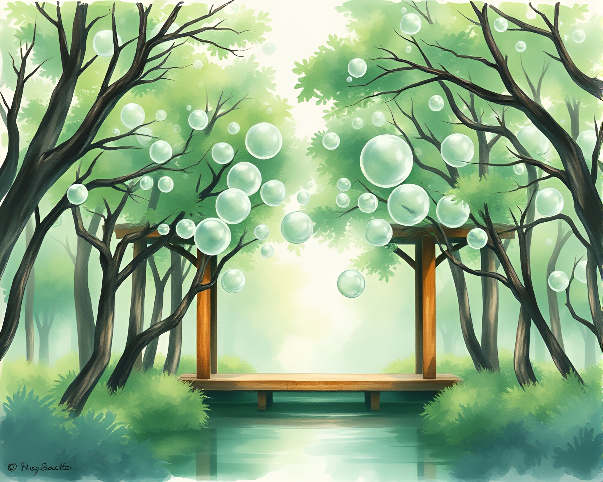 Enchanting Bubble Pavilion in Forest Green Shade – free AI stock image