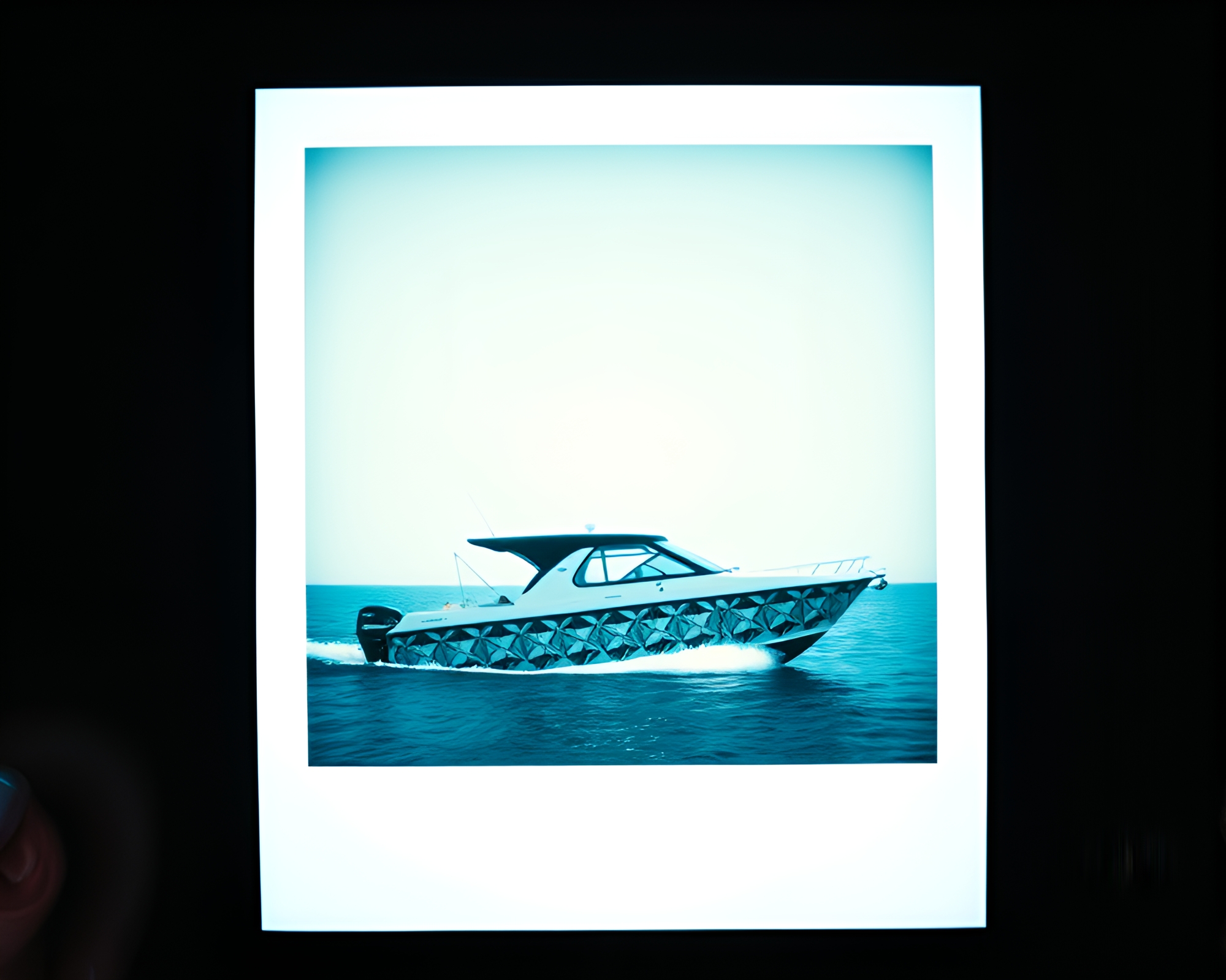 Hydrofoil Boat Gliding Through Geometric Waters – free AI stock image
