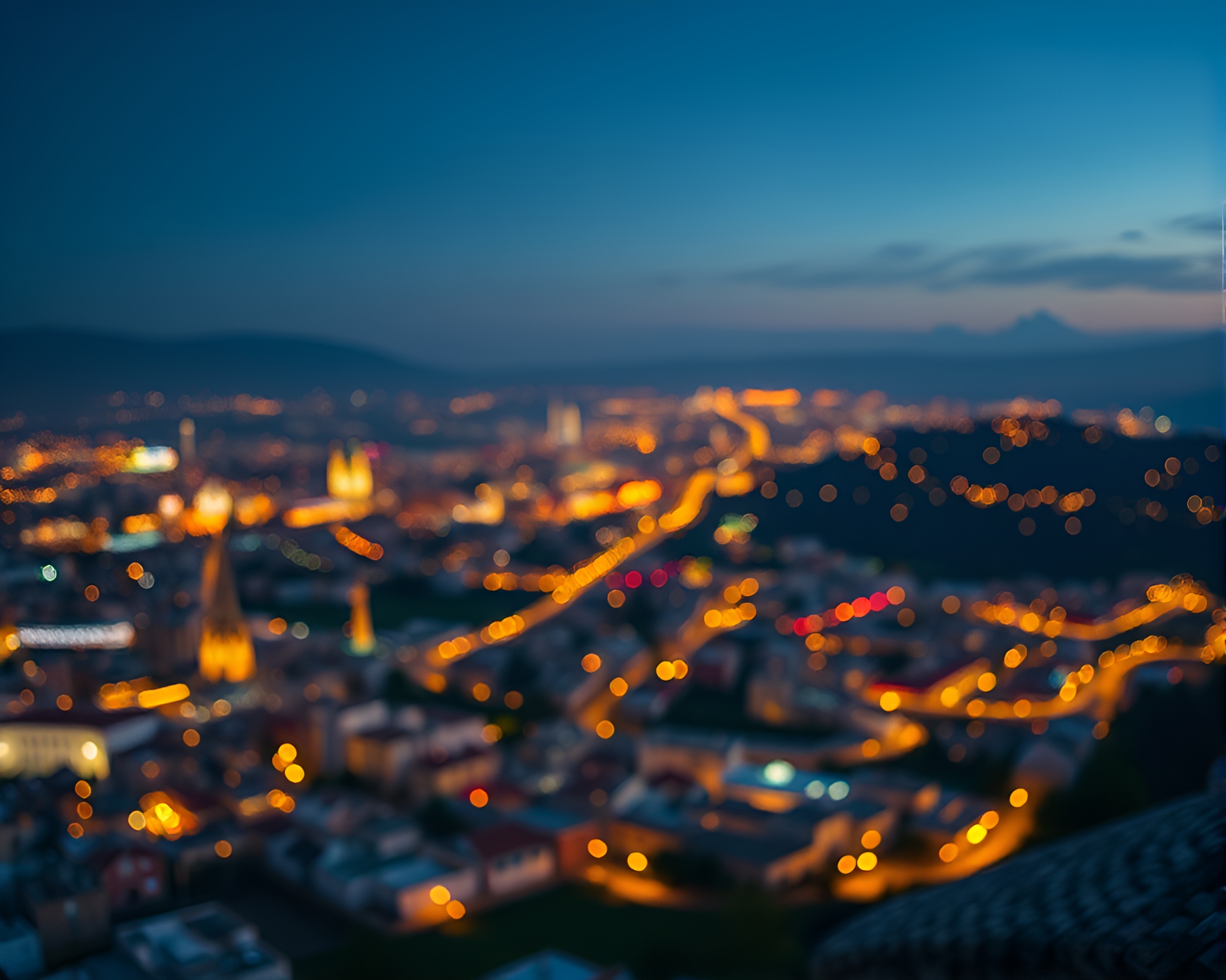 Panoramic Ancient Scroll with Mosaic Bokeh Lights – free AI stock image