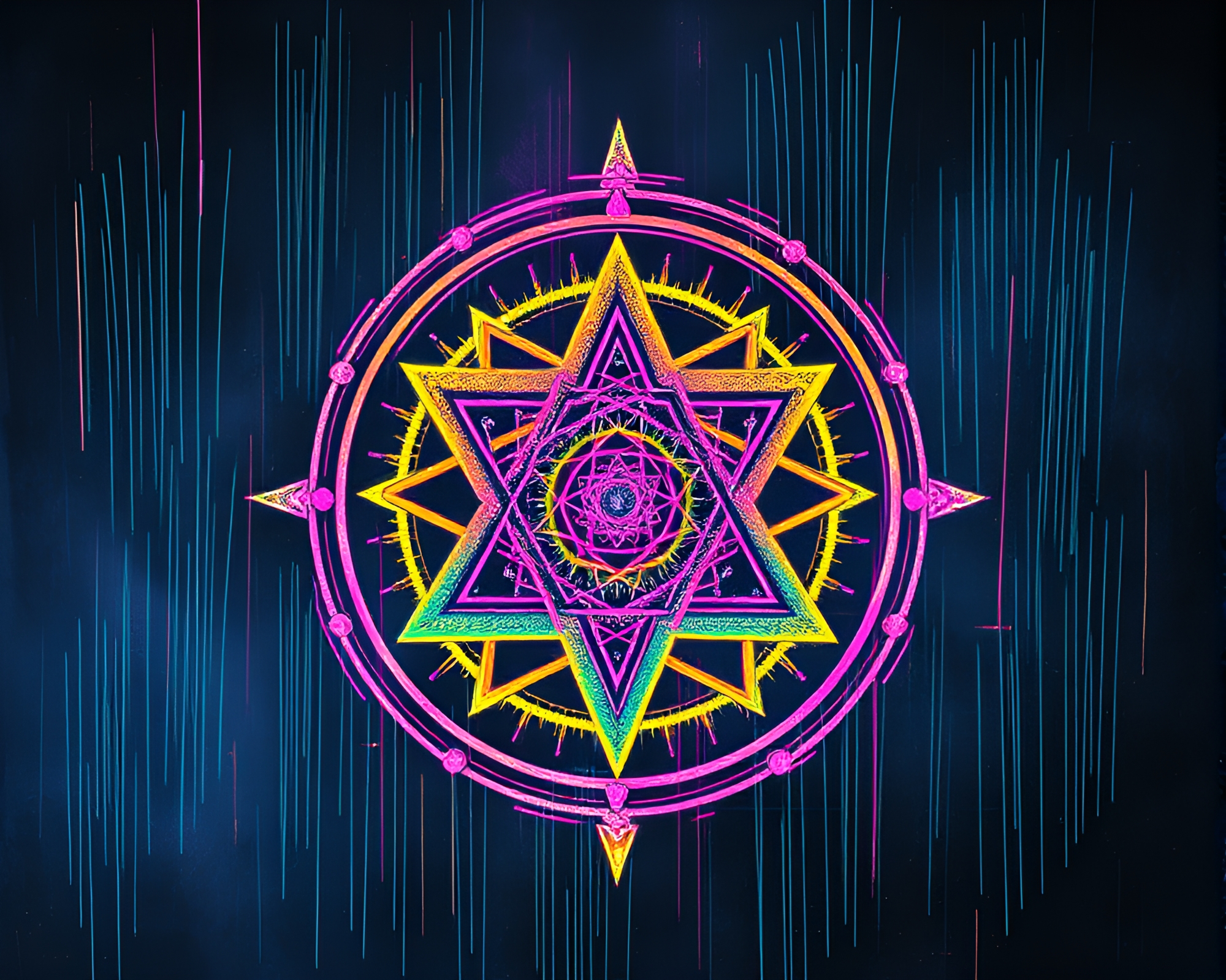 Glimmering Esoteric Sigil with Metallic Scratch Compositions – free AI stock image