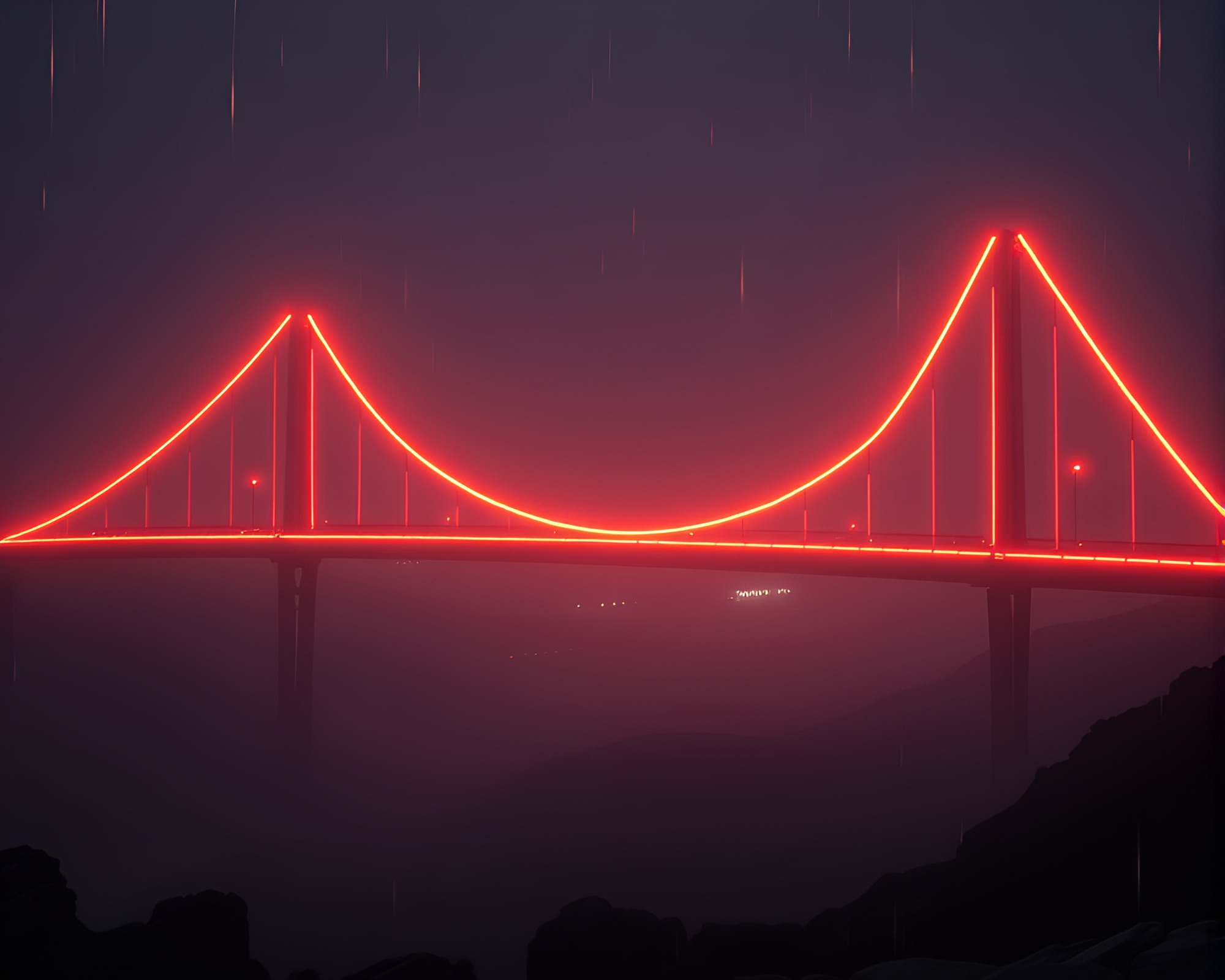Futuristic Bridge Glowing with Neon Tubing Beneath Night Sky – free AI stock image