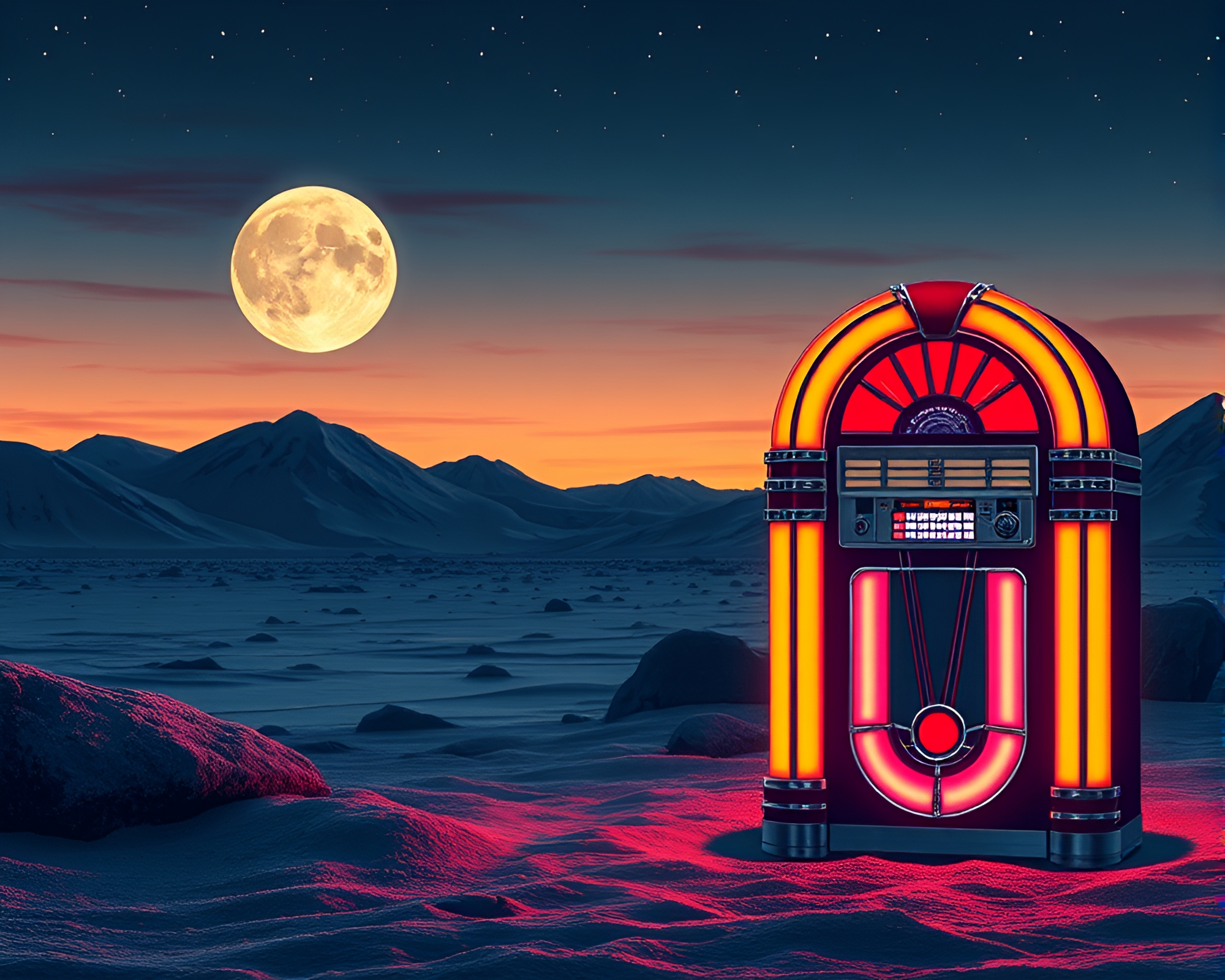 Retro Jukebox Stitched Pattern in Polar Twilight – free AI stock image