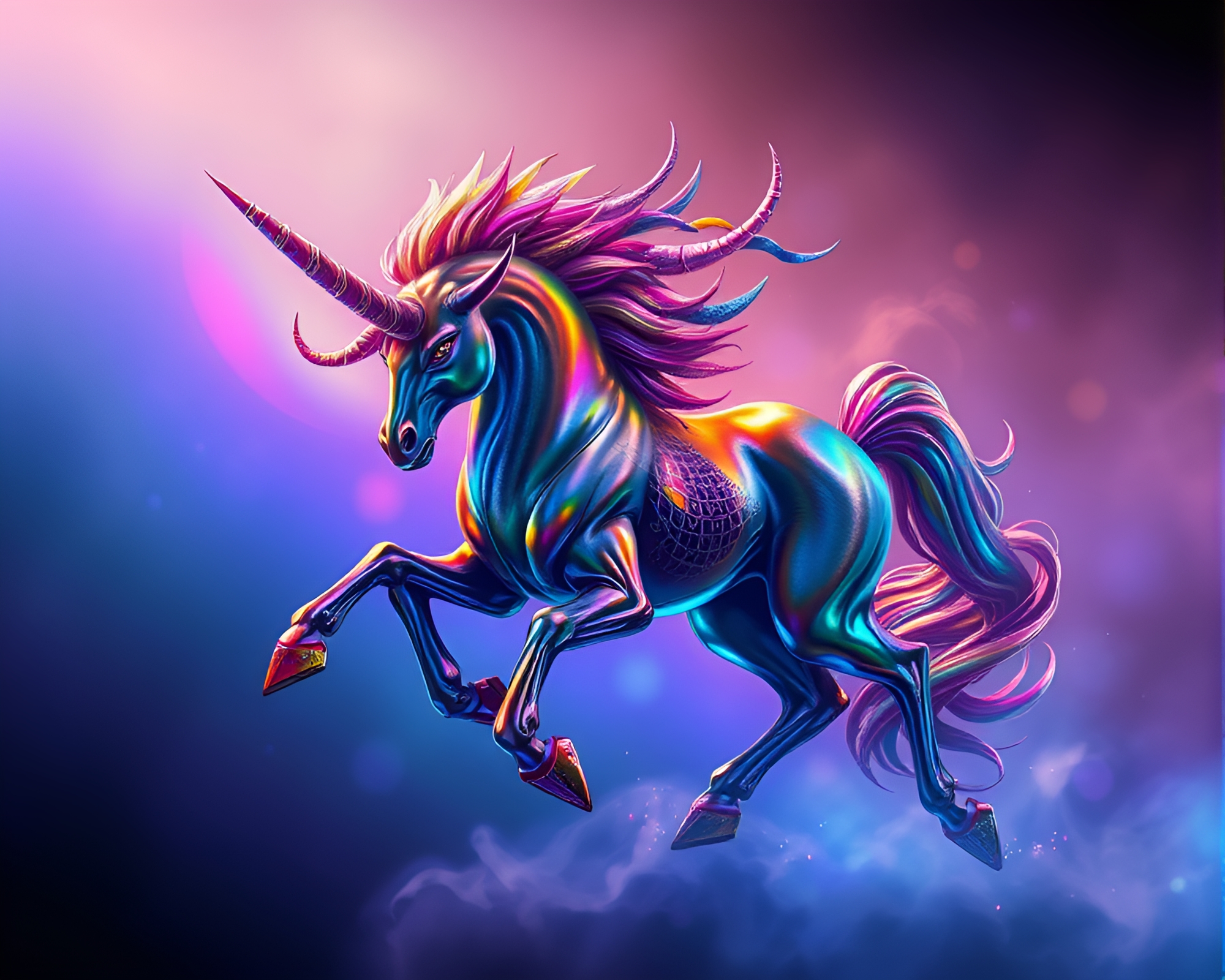 Iridescent Minotaur in Oil Slick Rainbow – free AI stock image