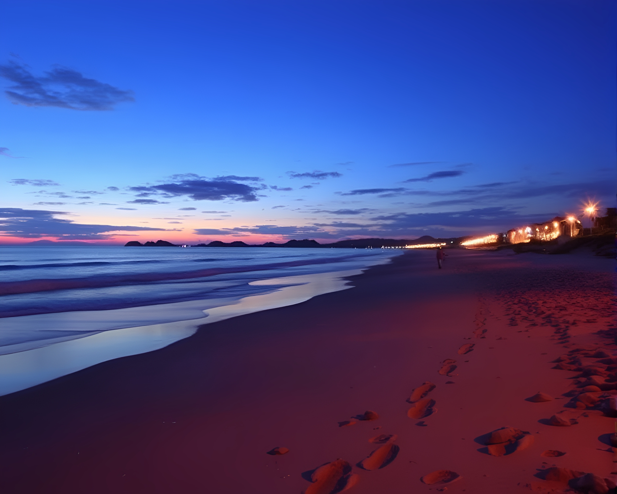 Twilight Beach: Algorithmic Art Hatching Composition – free AI stock image