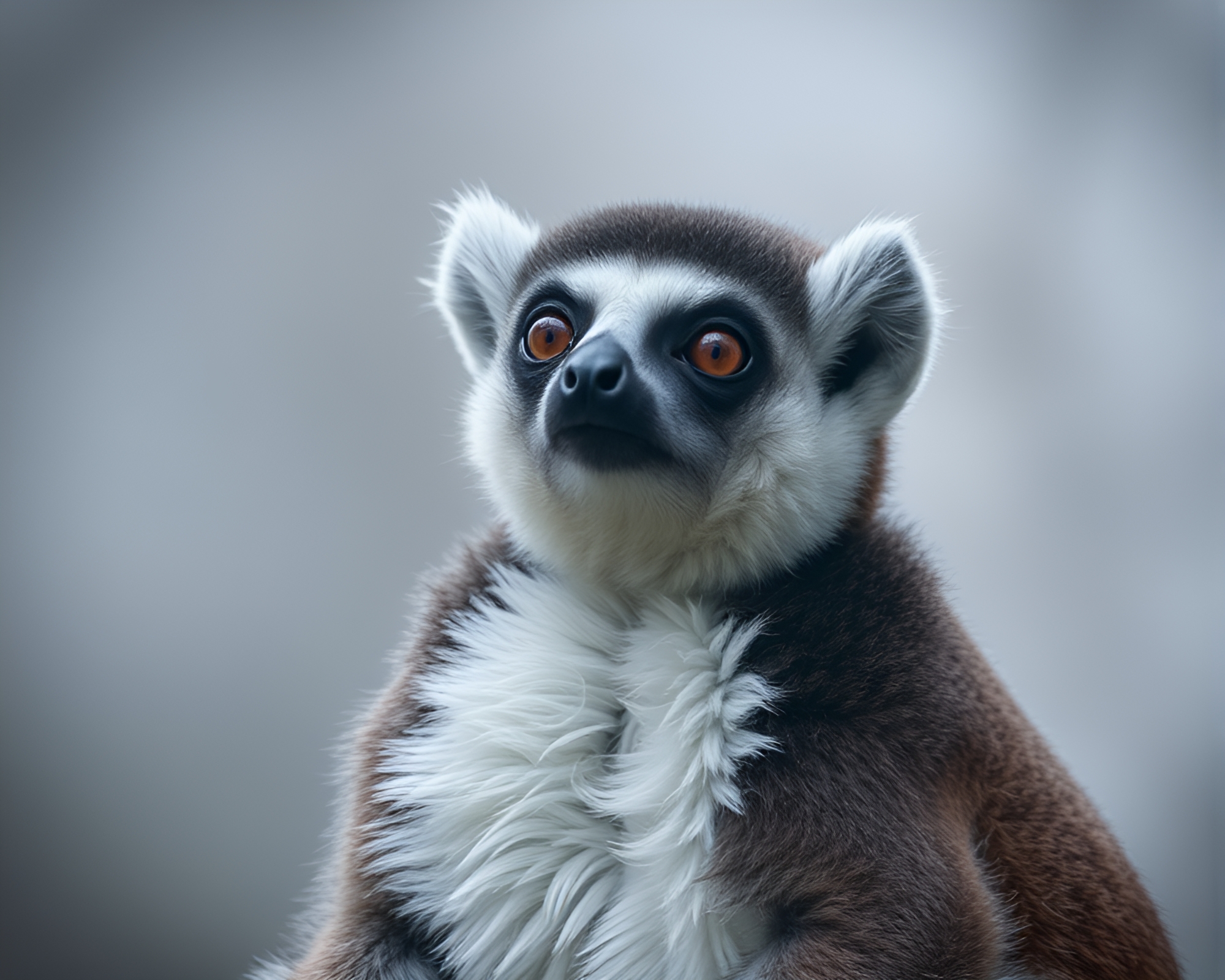 Misty Lemur Portrait with Radial Symmetry – free AI stock image