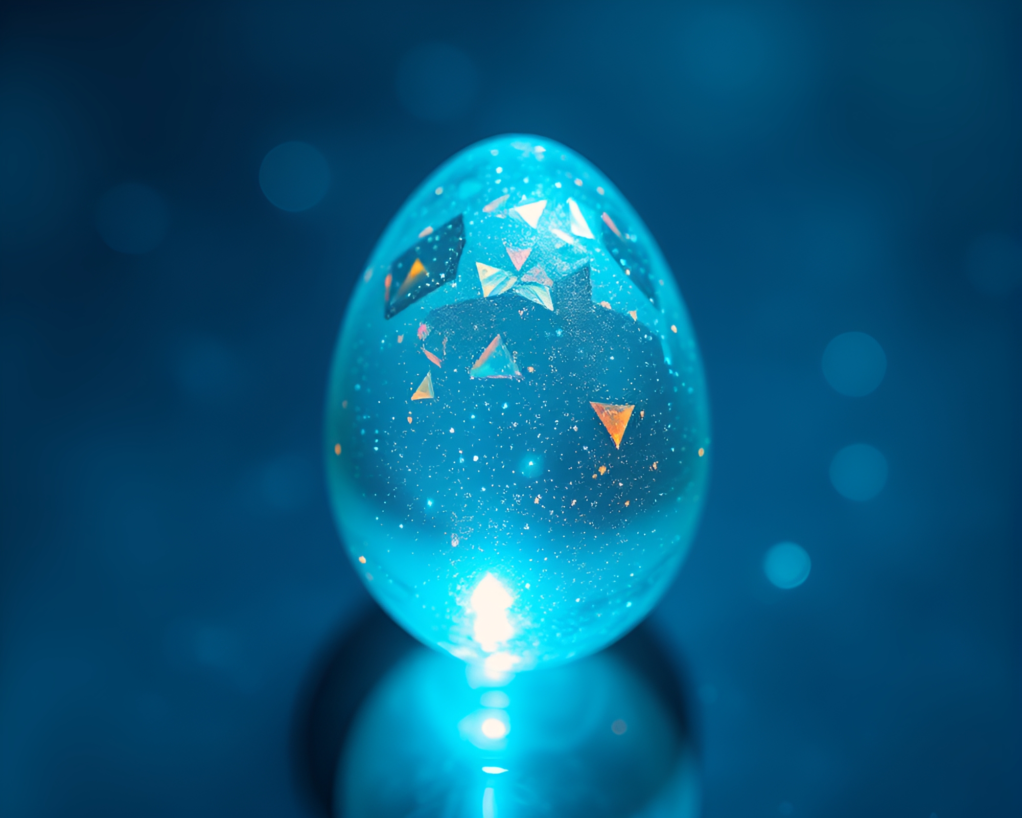Sapphire Monolith Glows with Holographic Specks – free AI stock image