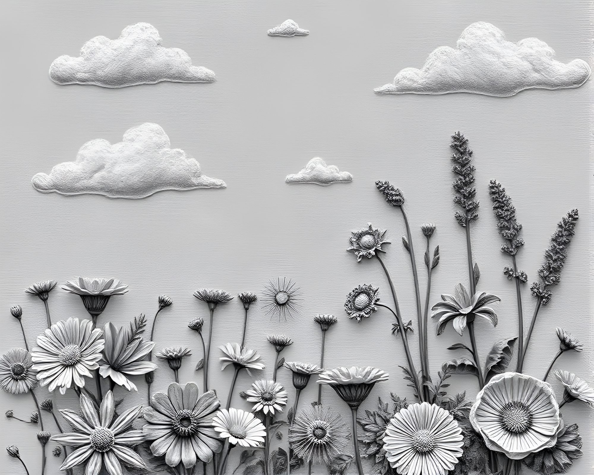 Engraved Sky Garden Collage in Graphite Gray – free AI stock image