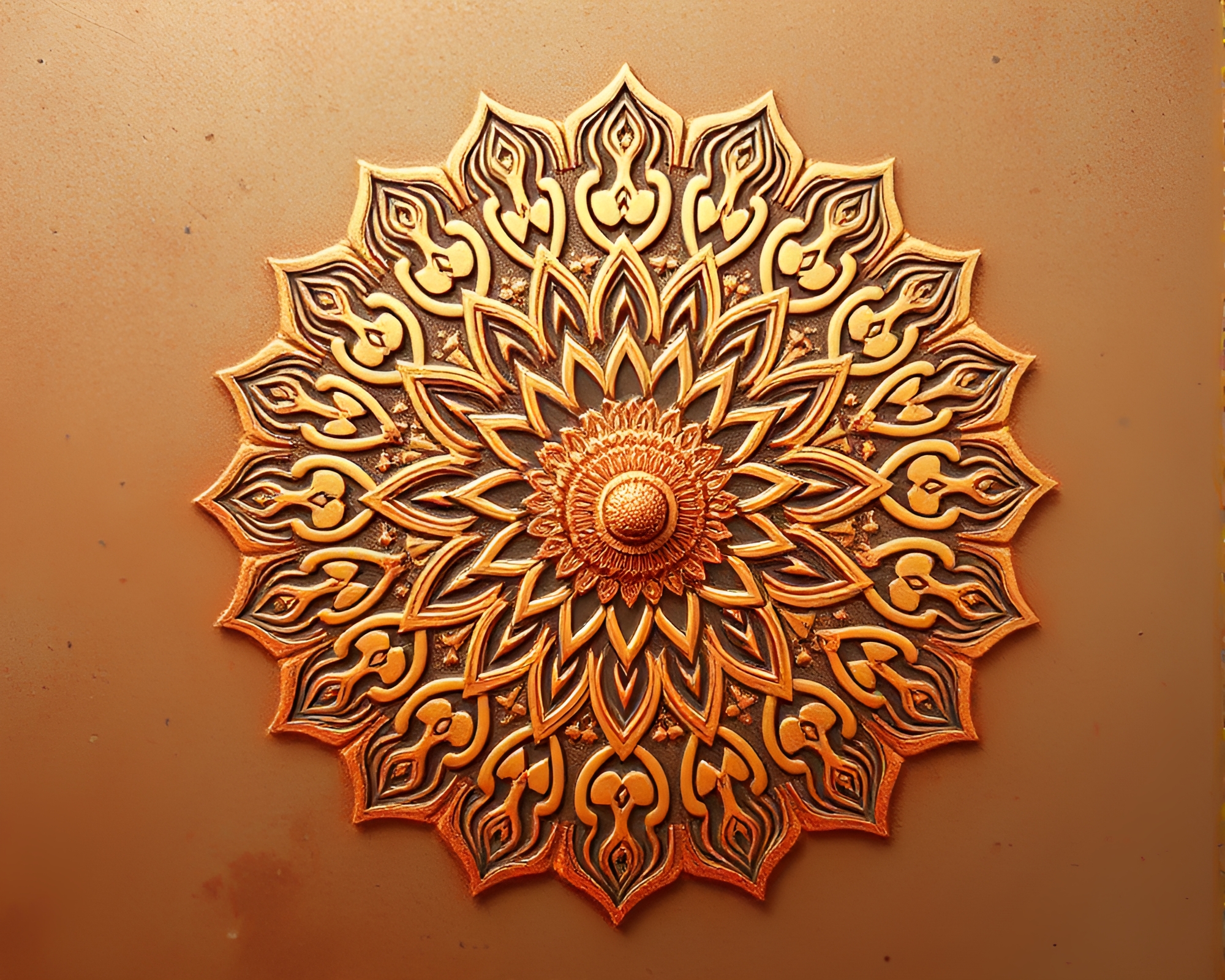 Mandala Rust Patina in Rose Gold Palette – free AI stock image