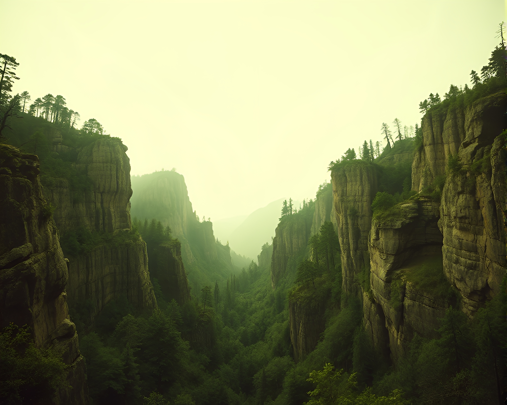 Enchanted Sepia Canyon View Composition – free AI stock image