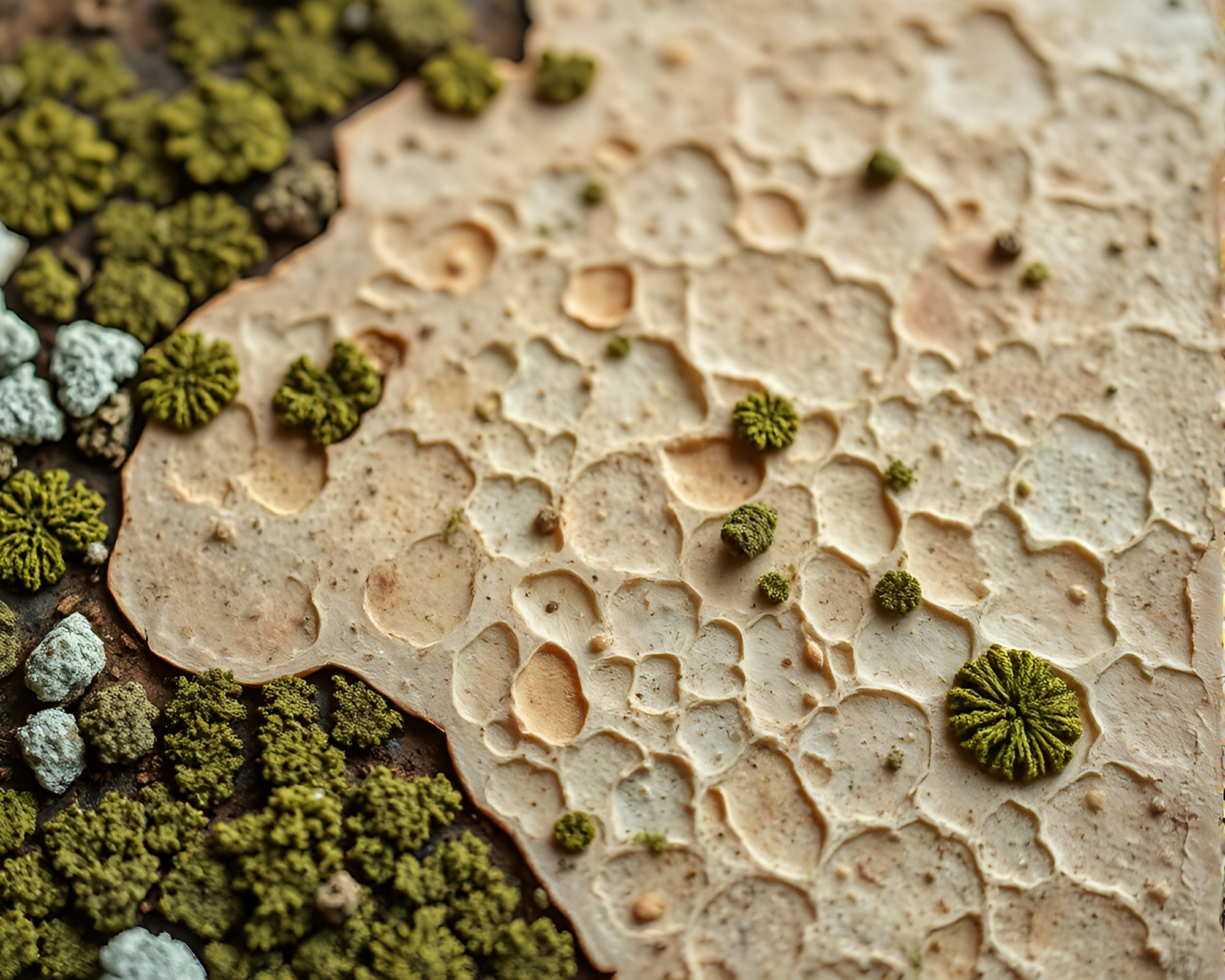 Planetary Charcuterie: Lichen Textured Delights – free AI stock image