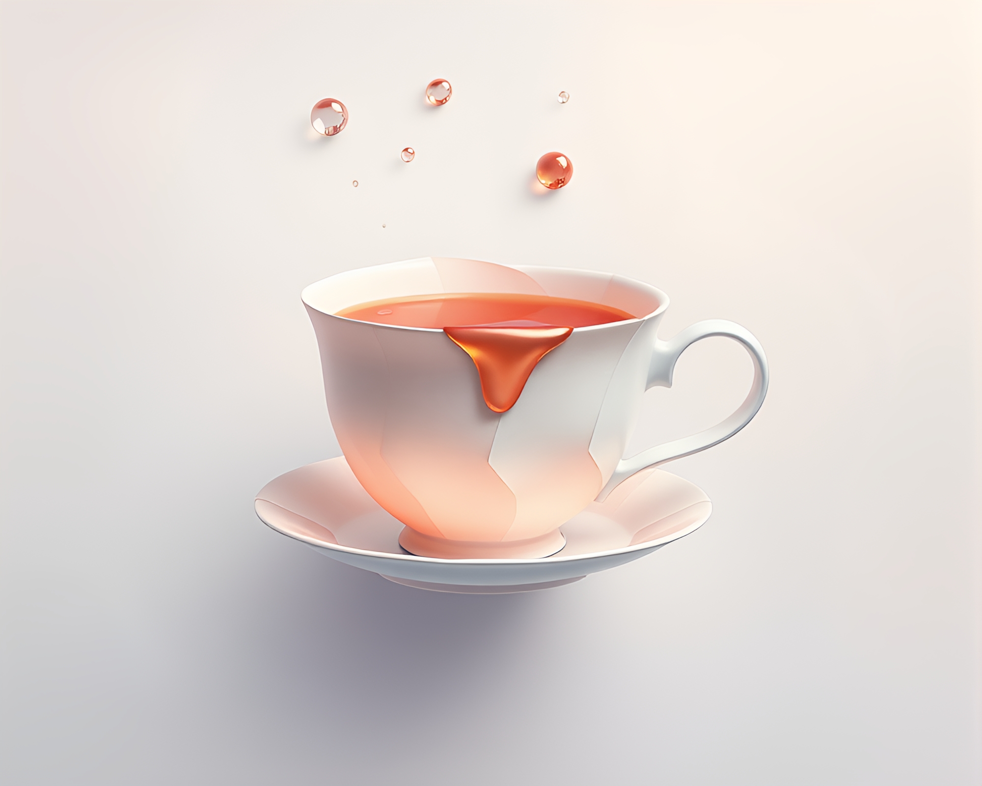 Futuristic Floating Tea Cup Paper Tears Illustration – free AI stock image