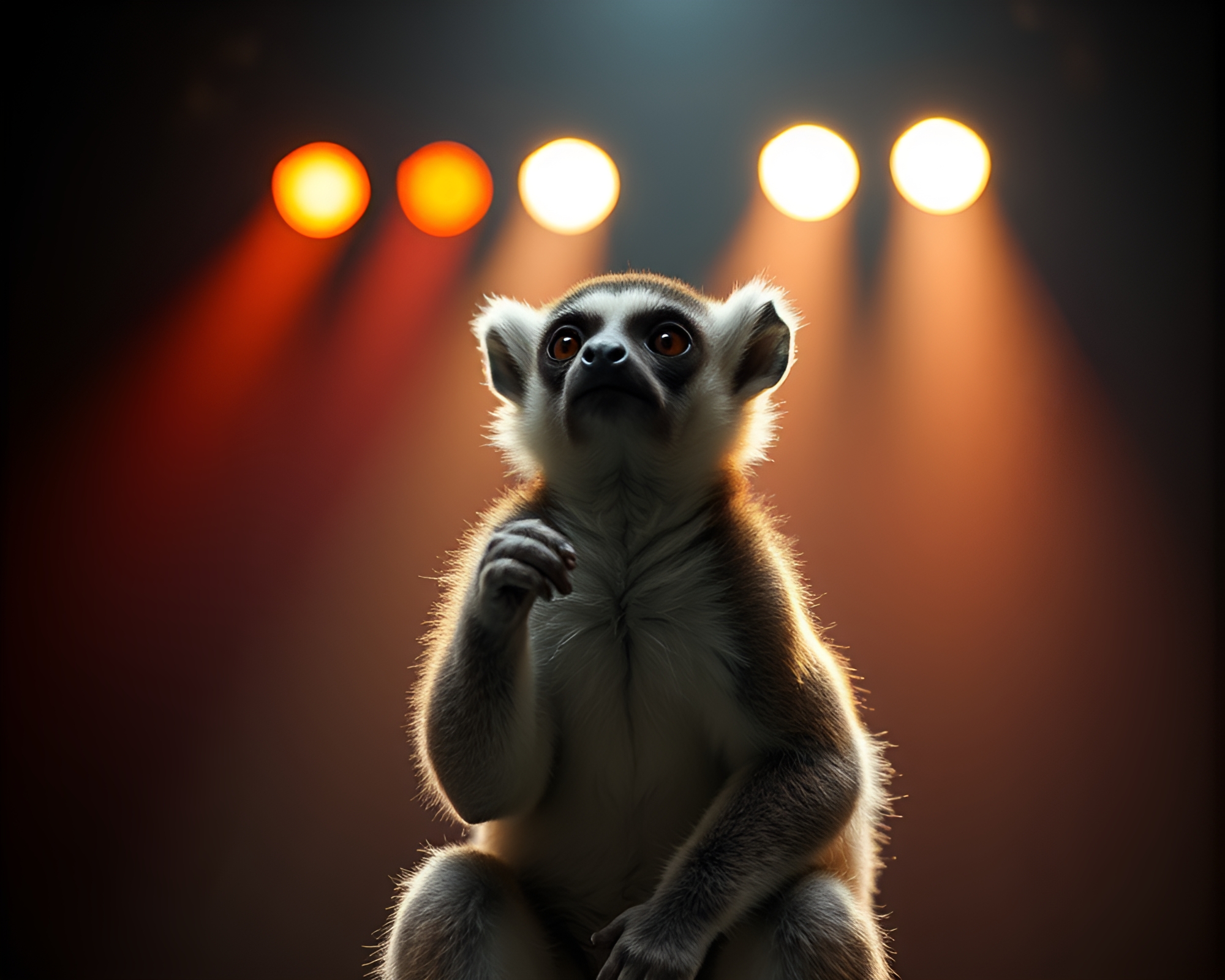 Enchanting Lemur Concert: Soft Focus Lights – free AI stock image