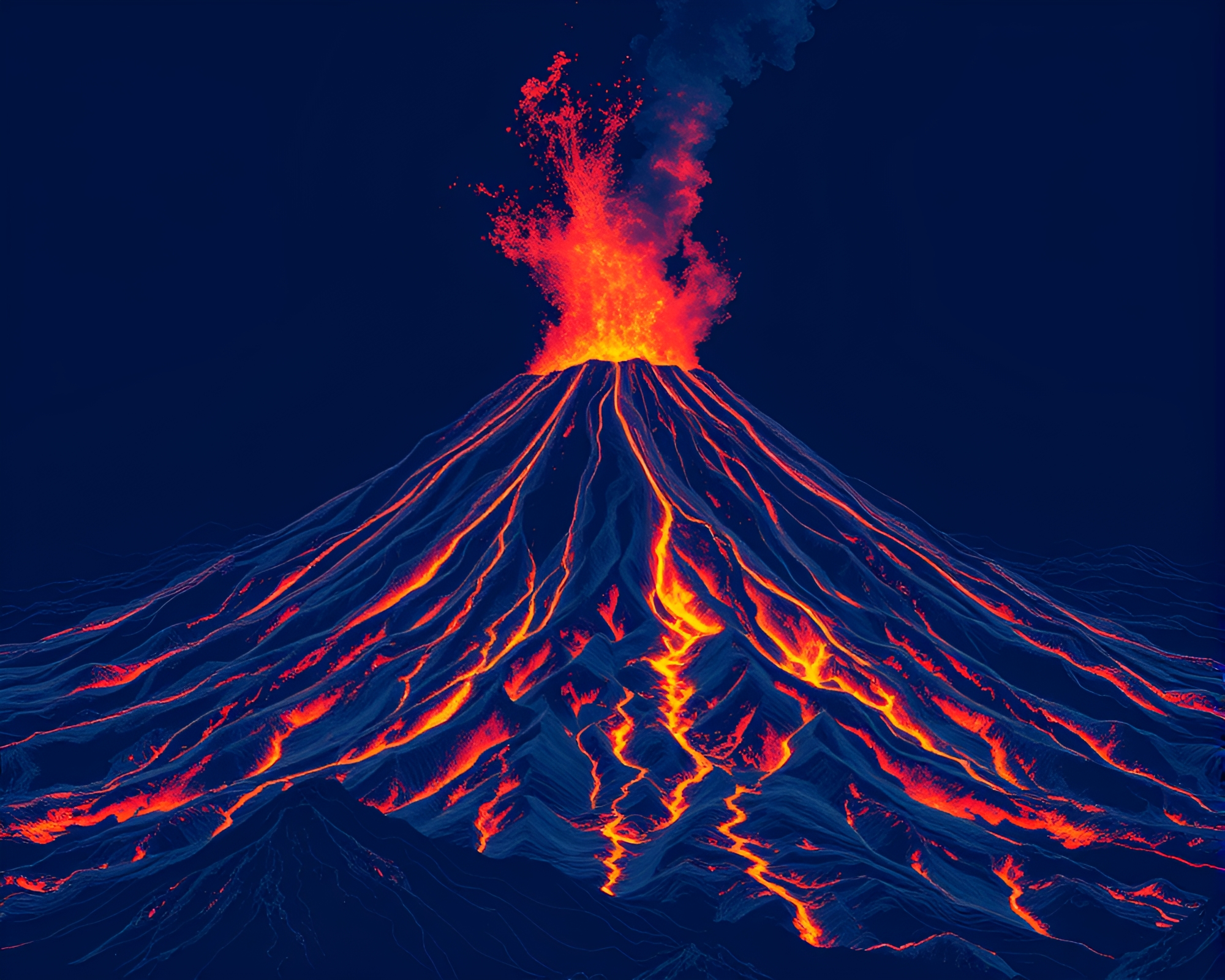 Spectacular Blueprint of Volcanic Eruption – free AI stock image
