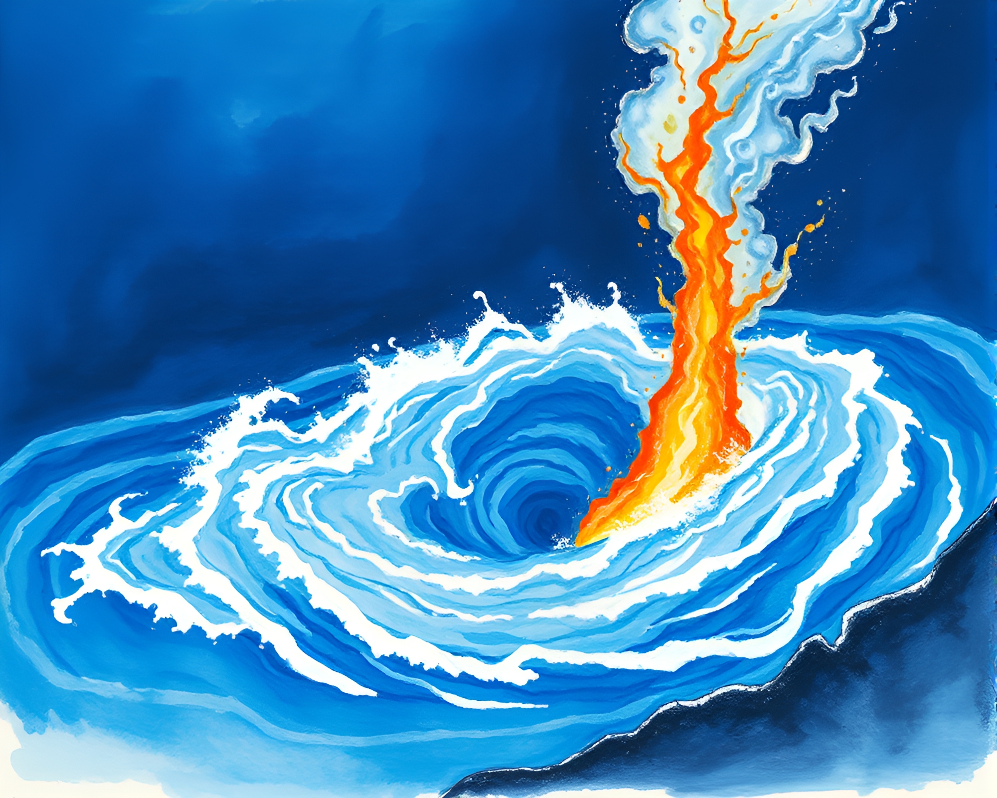 Frozen Whirlpool of Volcanic Fury – free AI stock image