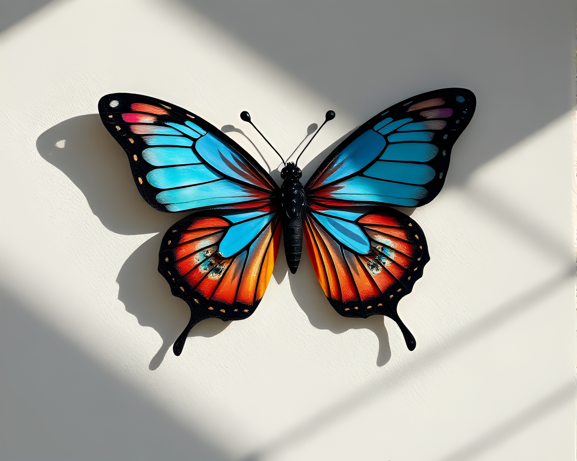 Minimalist Silk Butterfly Mosaic with Hard Shadows – free AI stock image