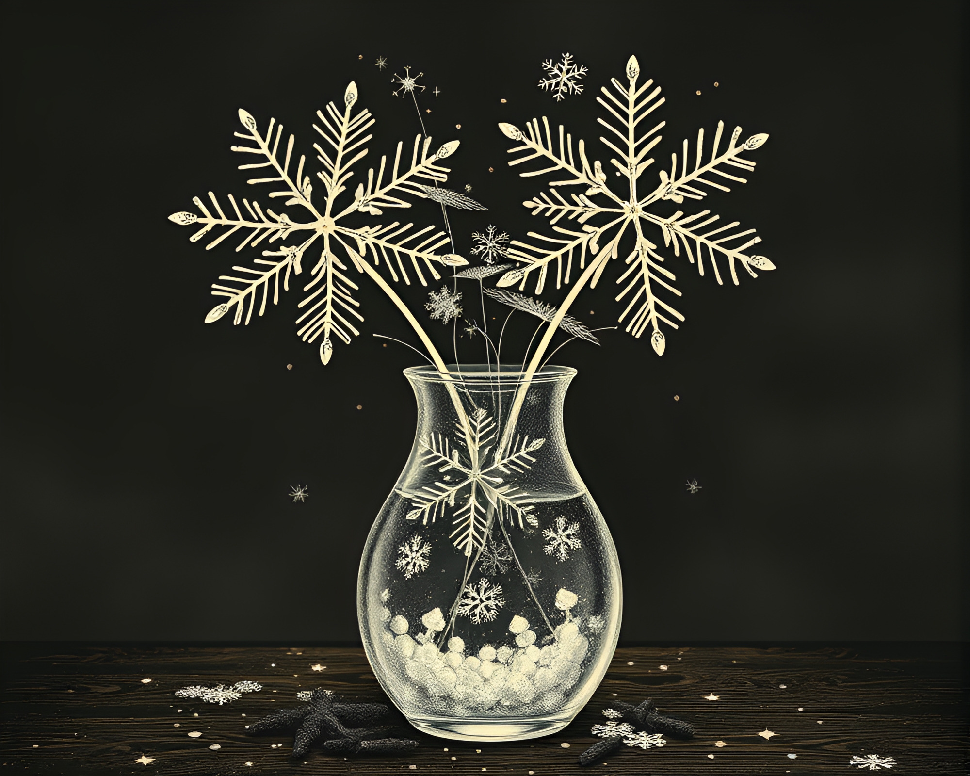 Steampunk Vase with Intricate Snowflake Engraving – free AI stock image