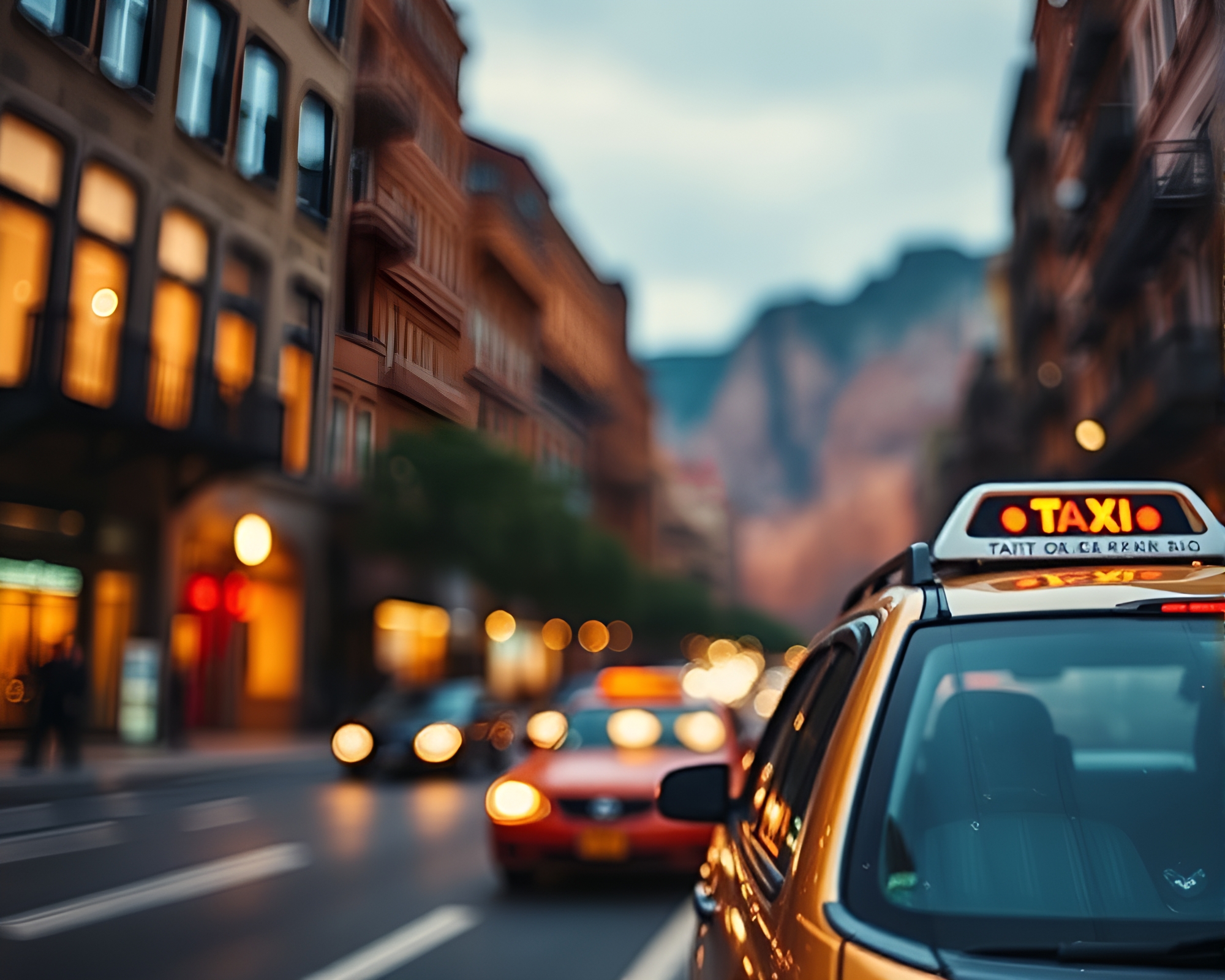 Taxi Streaks through Sparkling Canyon in Paper Cutout Style – free AI stock image