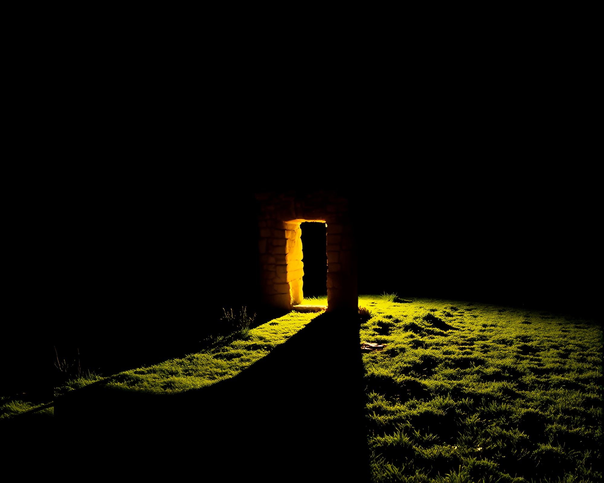 Shadowed Rune Stone with Double Exposure Glow – free AI stock image