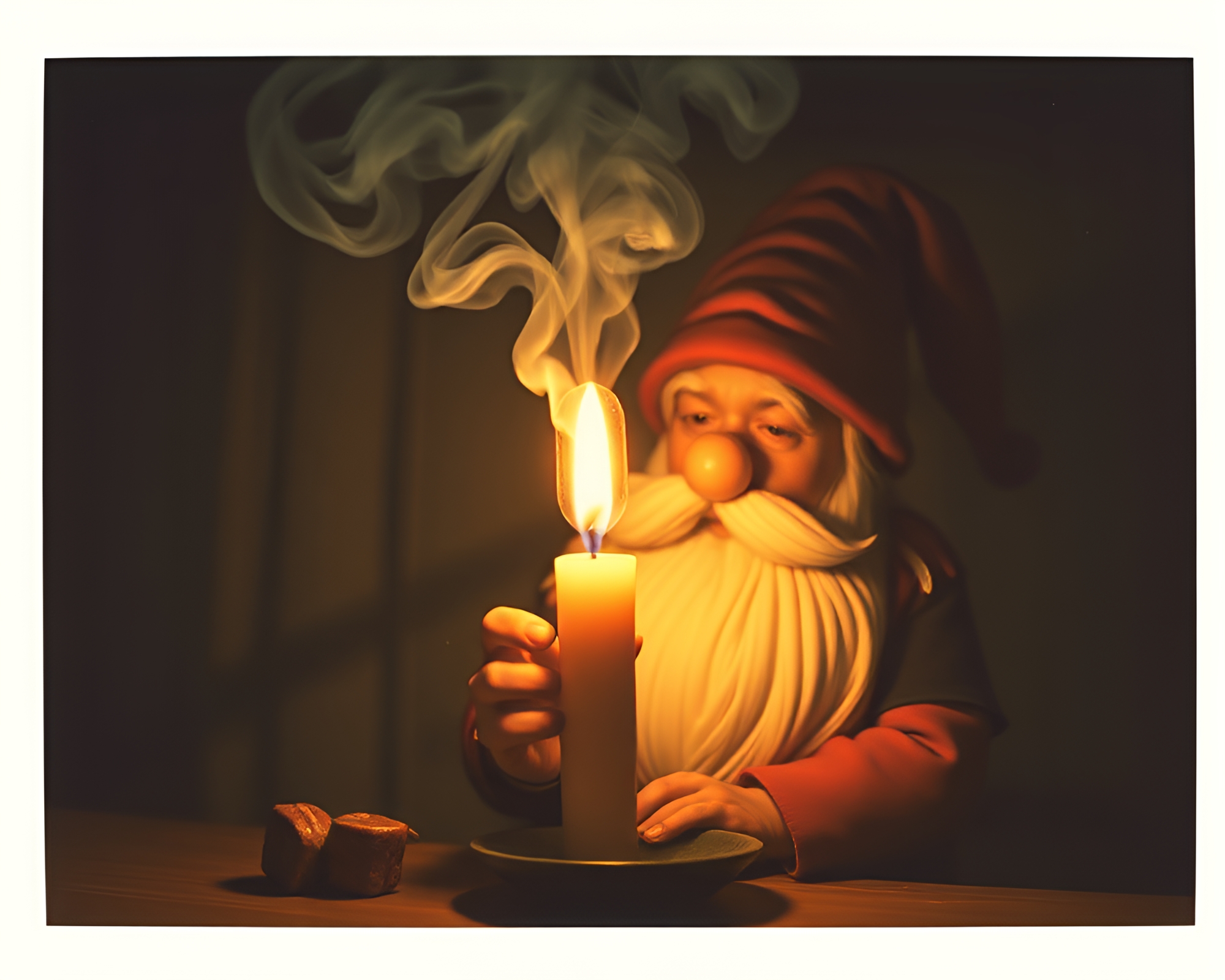 Dwarf Blacksmith Crafting by Candle Smoke – free AI stock image