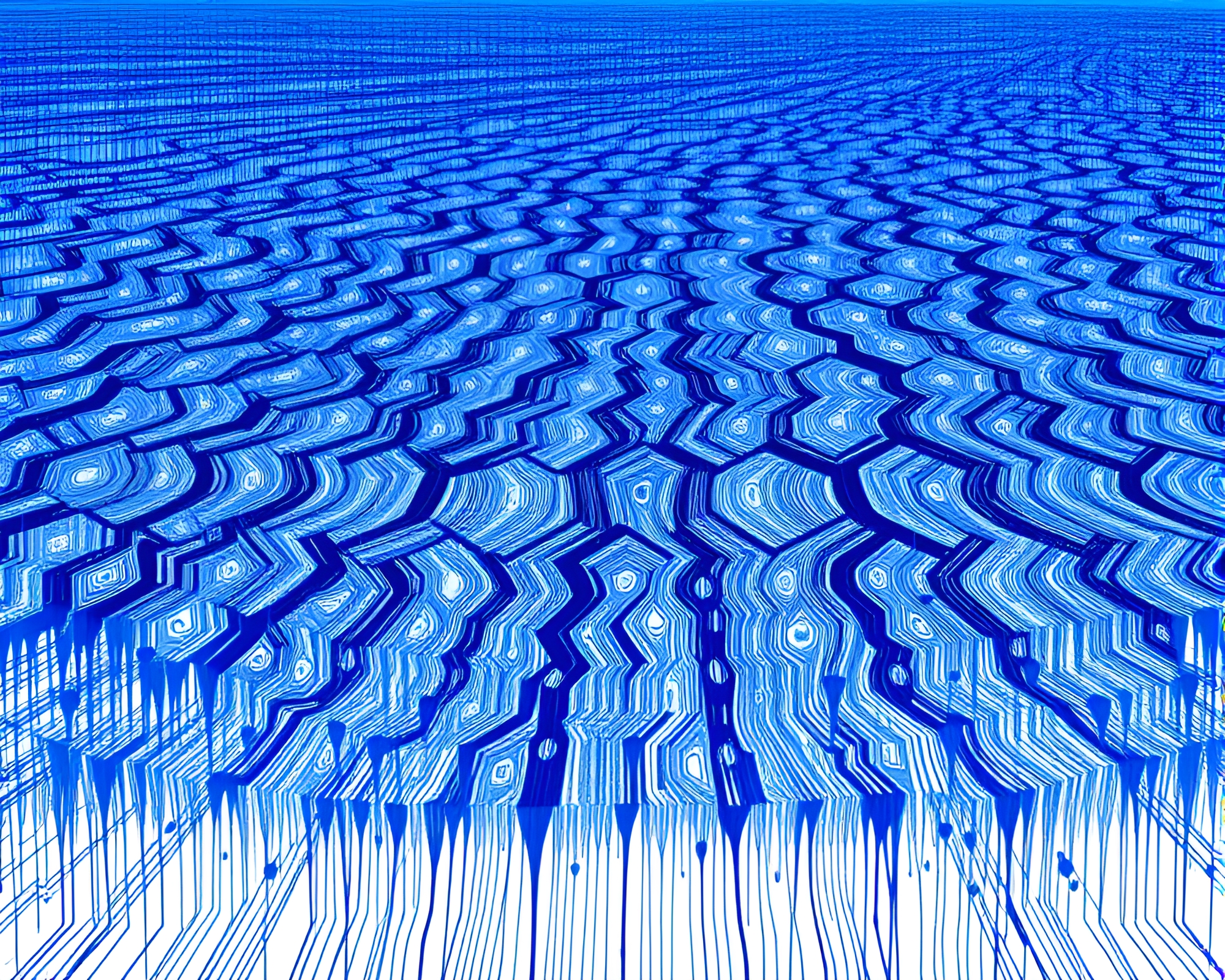 Time Dilation Field: Geometric Cobalt Abstract Art – free AI stock image
