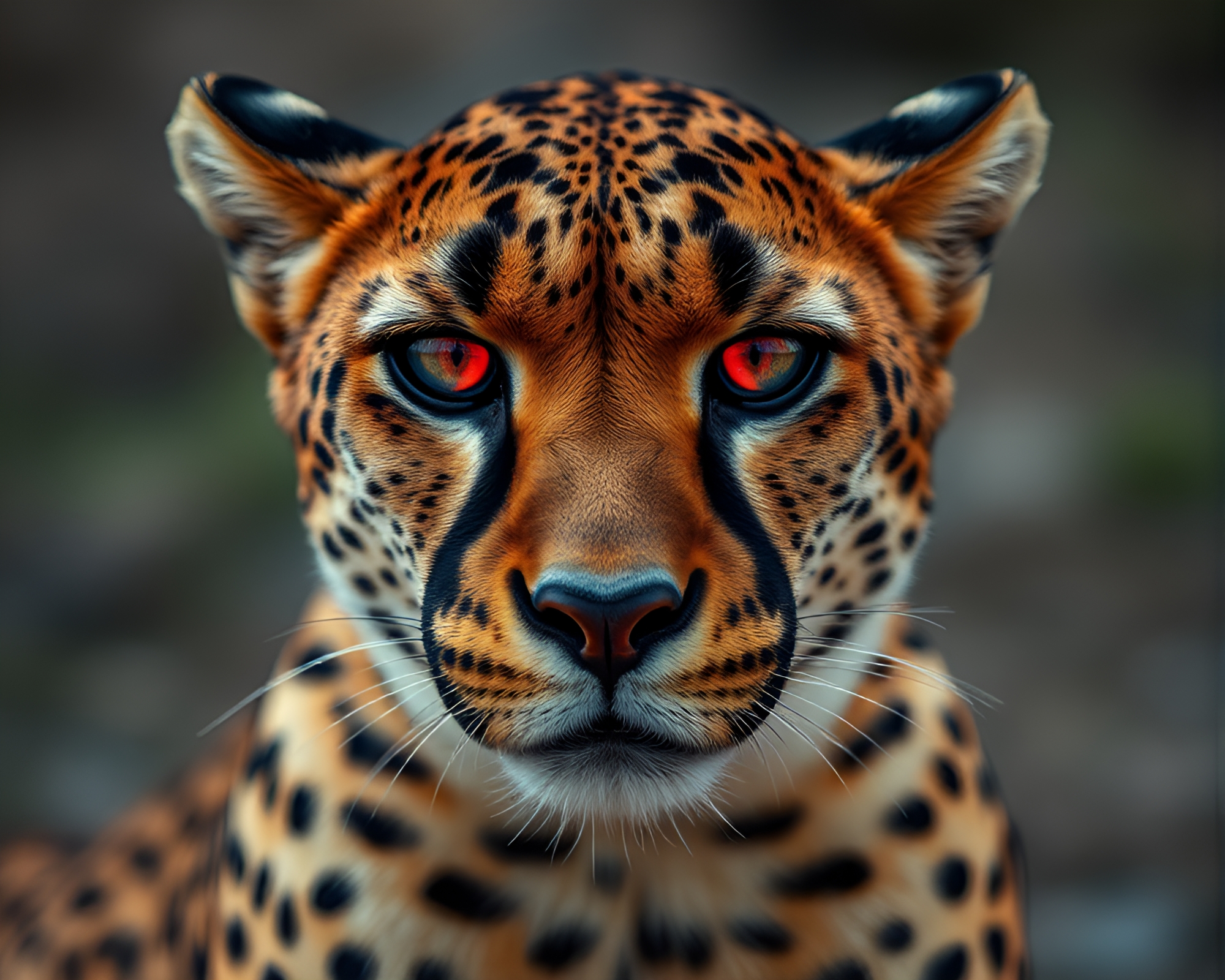 Mesmerizing Cheetah Encounter with Ruby Red Accents – free AI stock image