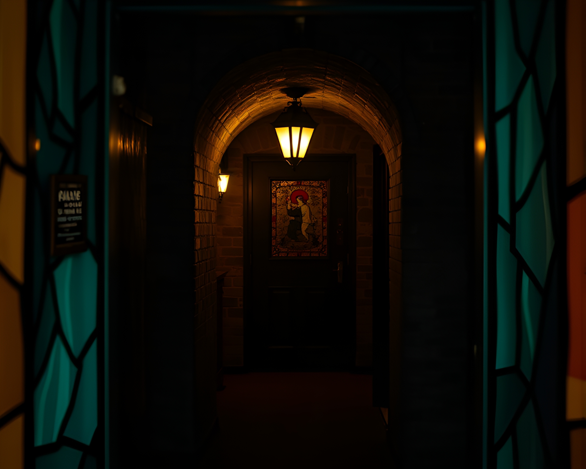 Gelato Cone in Stained Glass Basement – free AI stock image