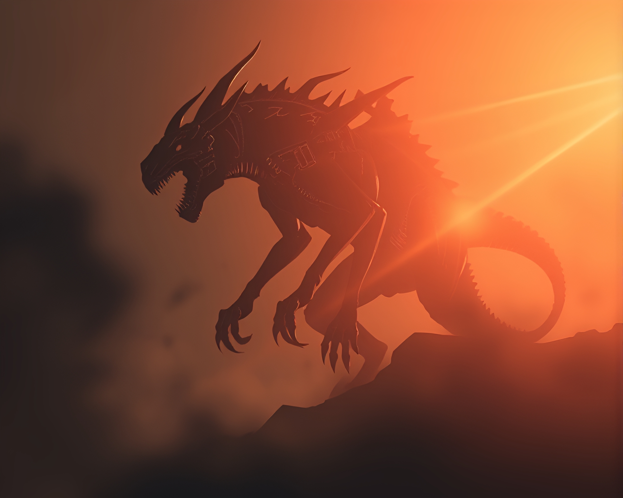 Cerberus Contemplation: Earth Toned Backscatter Flare – free AI stock image