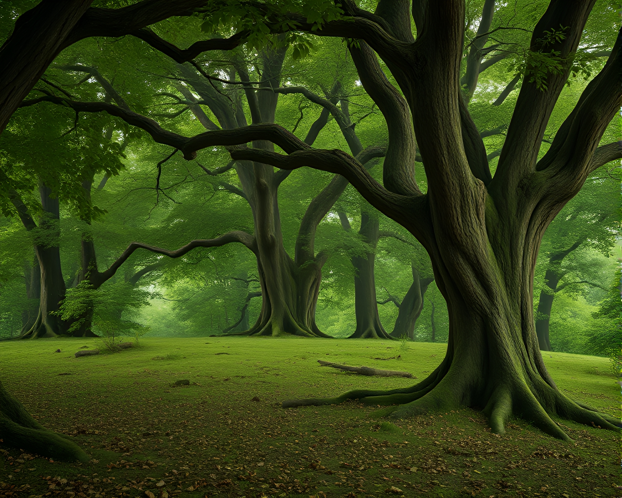 Enchanted Ancient Grove with Mildew Spots Cloth Simulation – free AI stock image
