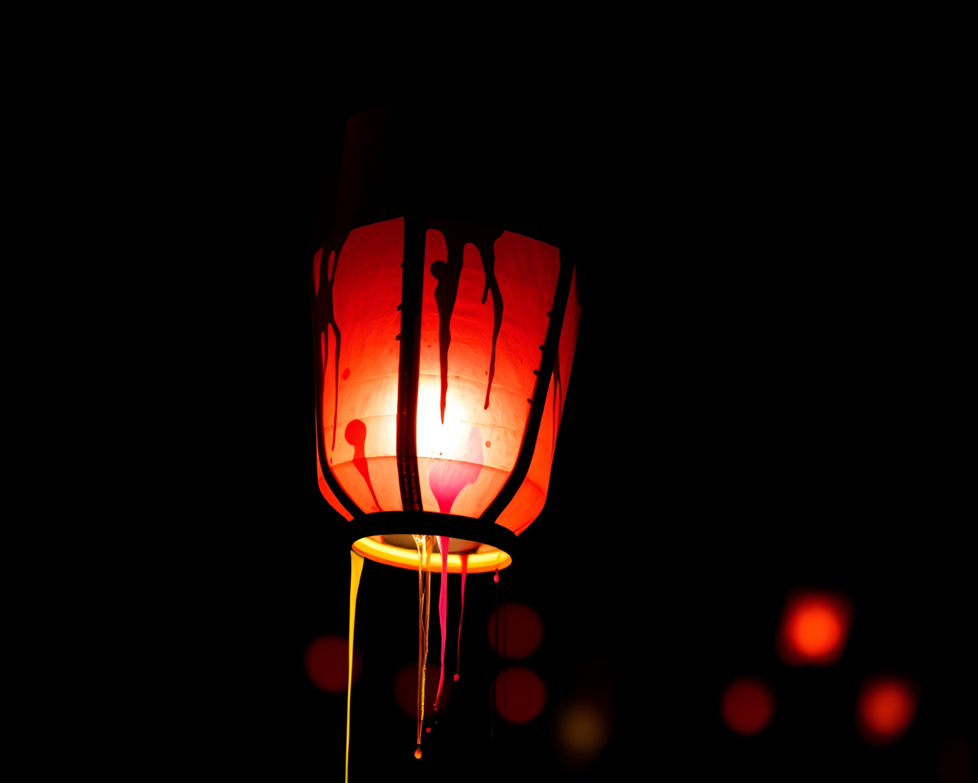 Glowing Paper Lanterns Amidst Spray Paint Drips – free AI stock image