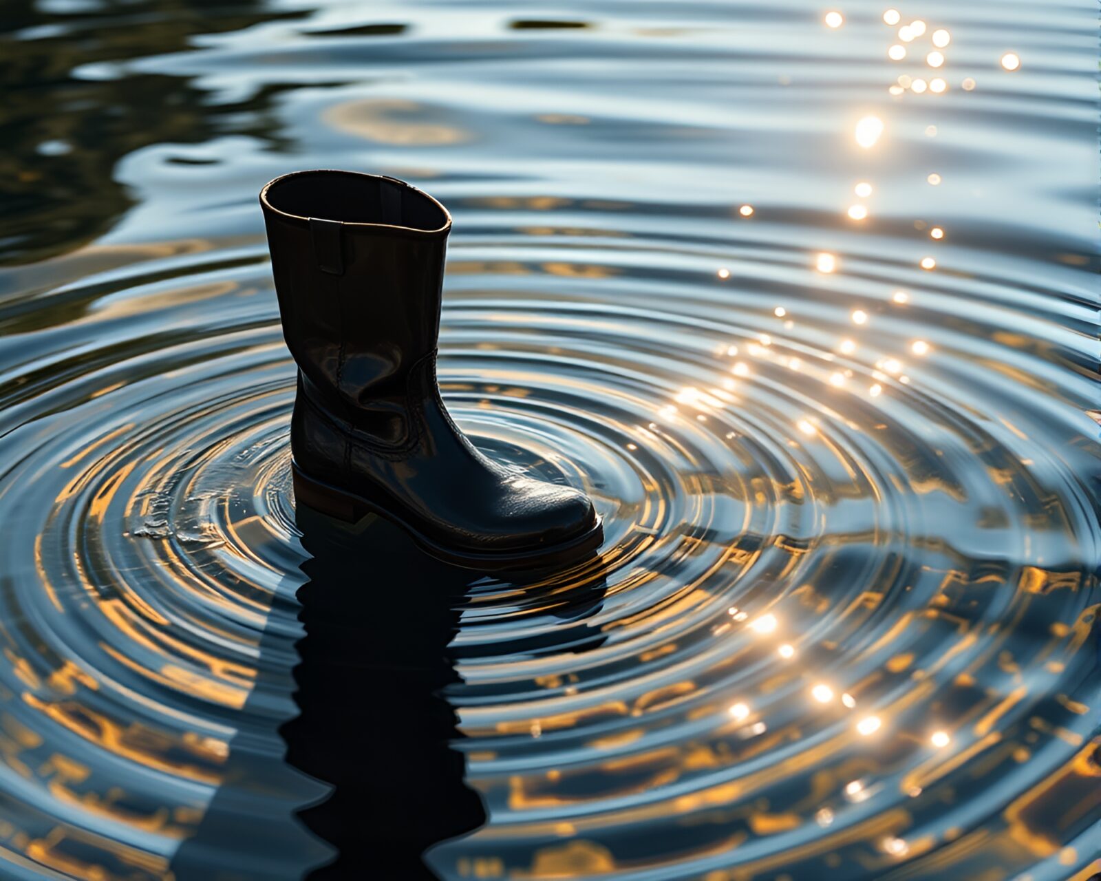 Fantastical kinetic art of gravity boots reflecting in water