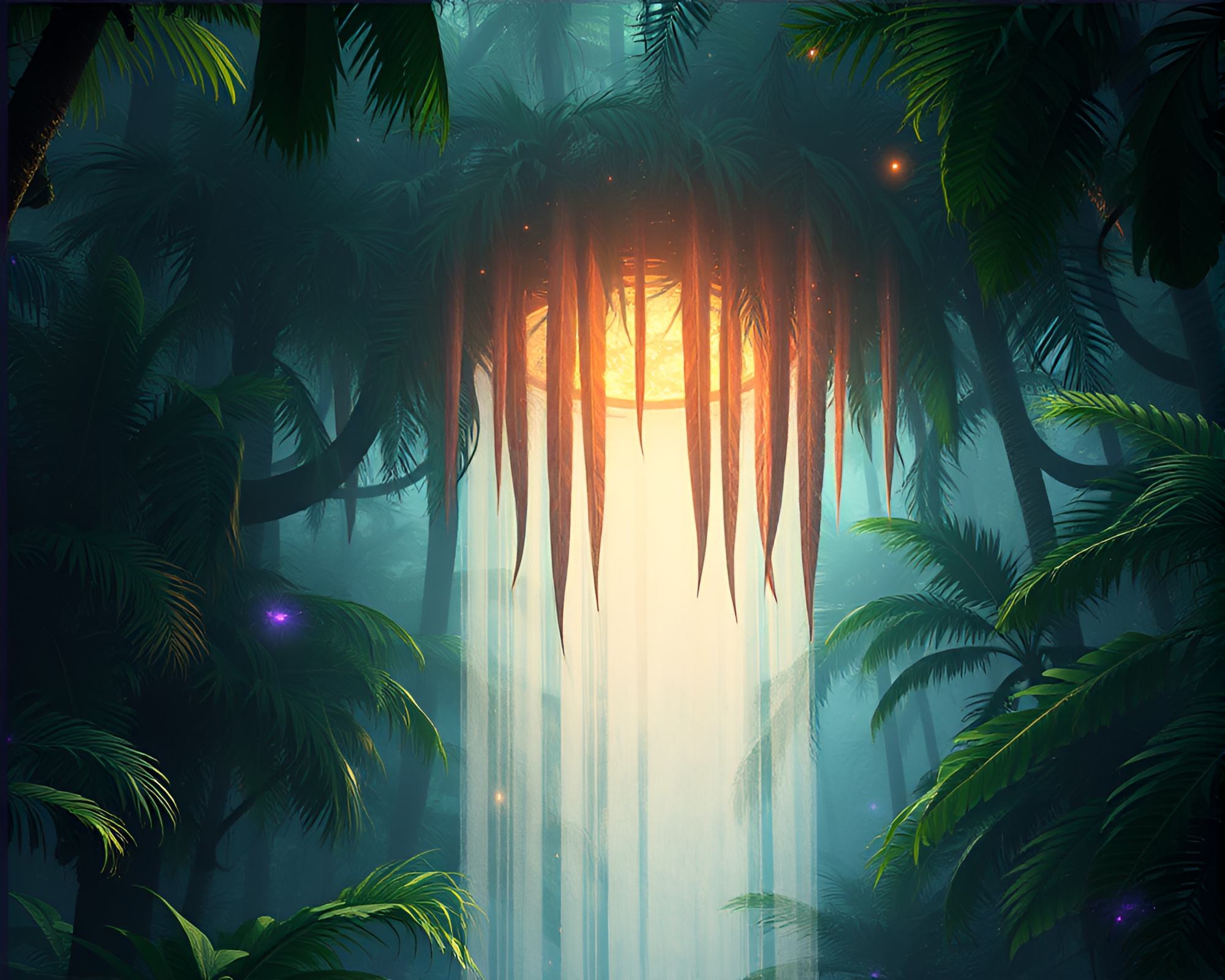 Feather Dusting in Jungle Multiverse Portal – free AI stock image