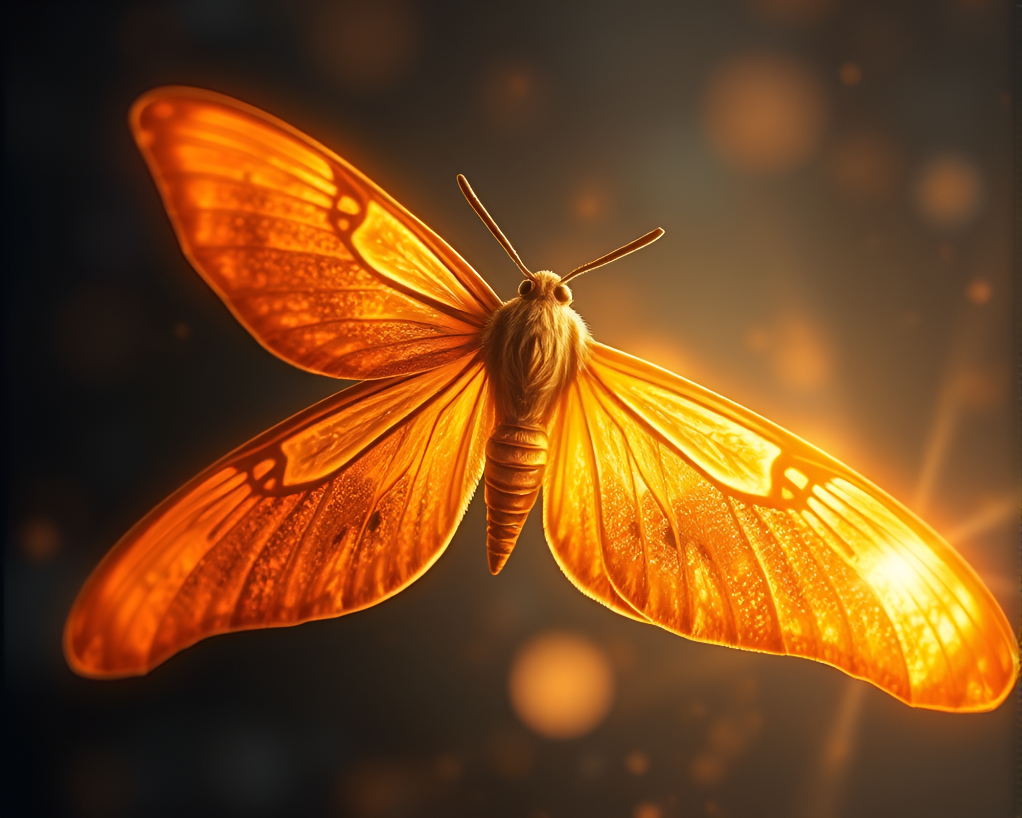 Gilded Moth in Solar Flare Glow Matte Painting – free AI stock image
