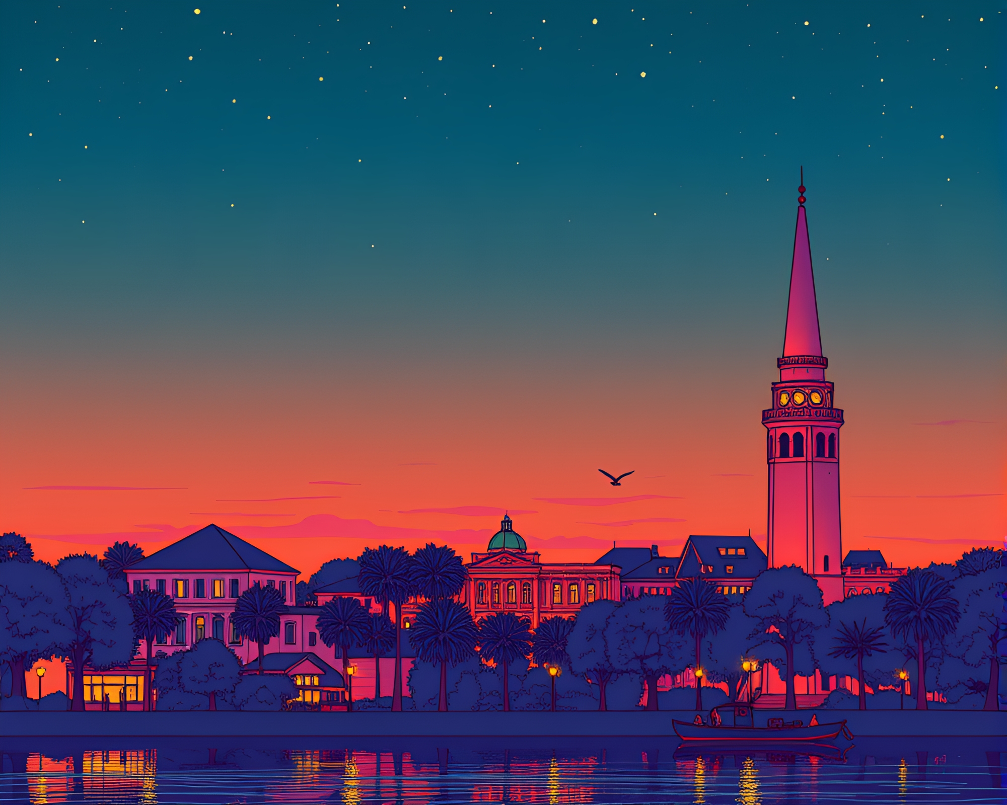 Savannah Serenity in Aurora Line Art – free AI stock image