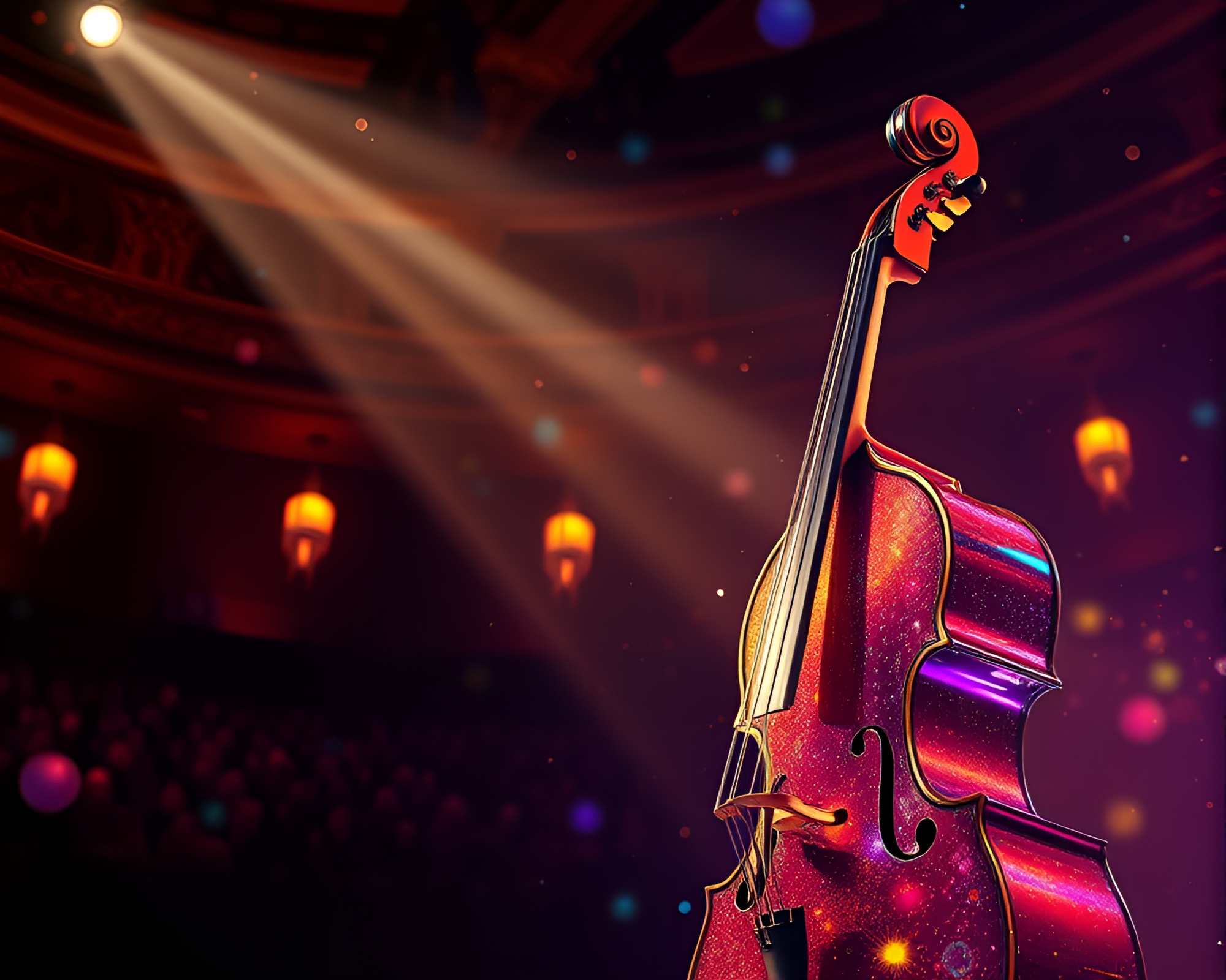 Futuristic Cello Hologram Performance – free AI stock image