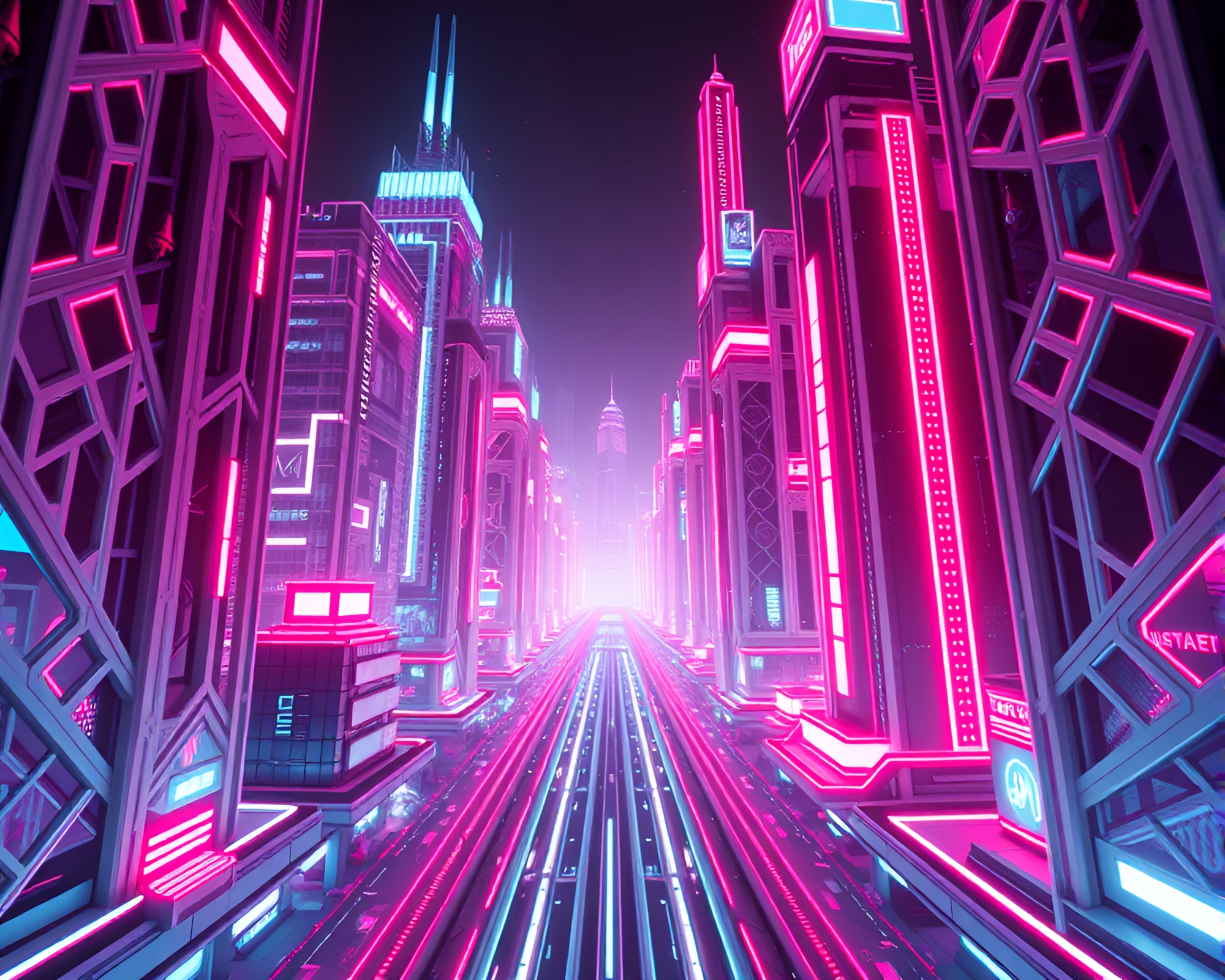 Neon Future Metropolis in 3D Stereoscope – free AI stock image