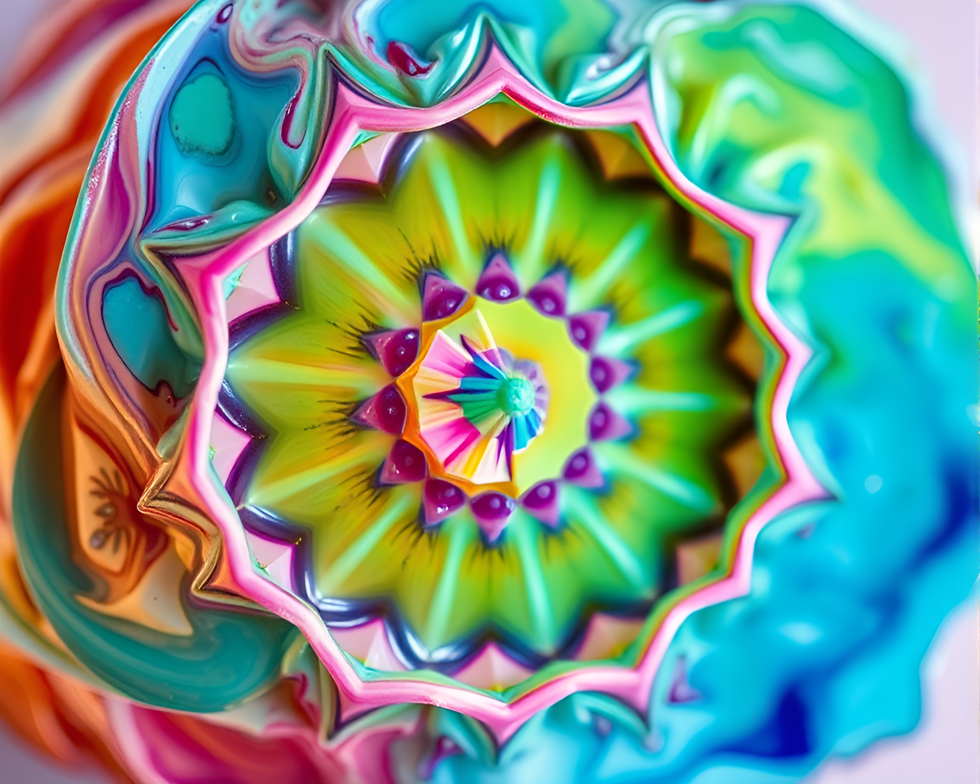 Gelato Cone Kaleidoscope Acrylic Painting Close-Up – free AI stock image