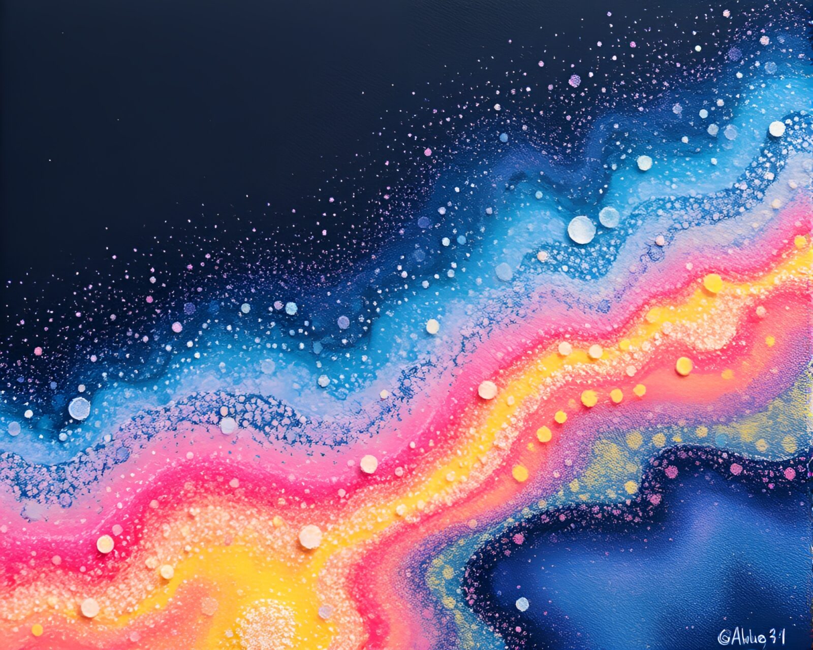 Soft pastel 3D illustration with stippling creating dimensional rift