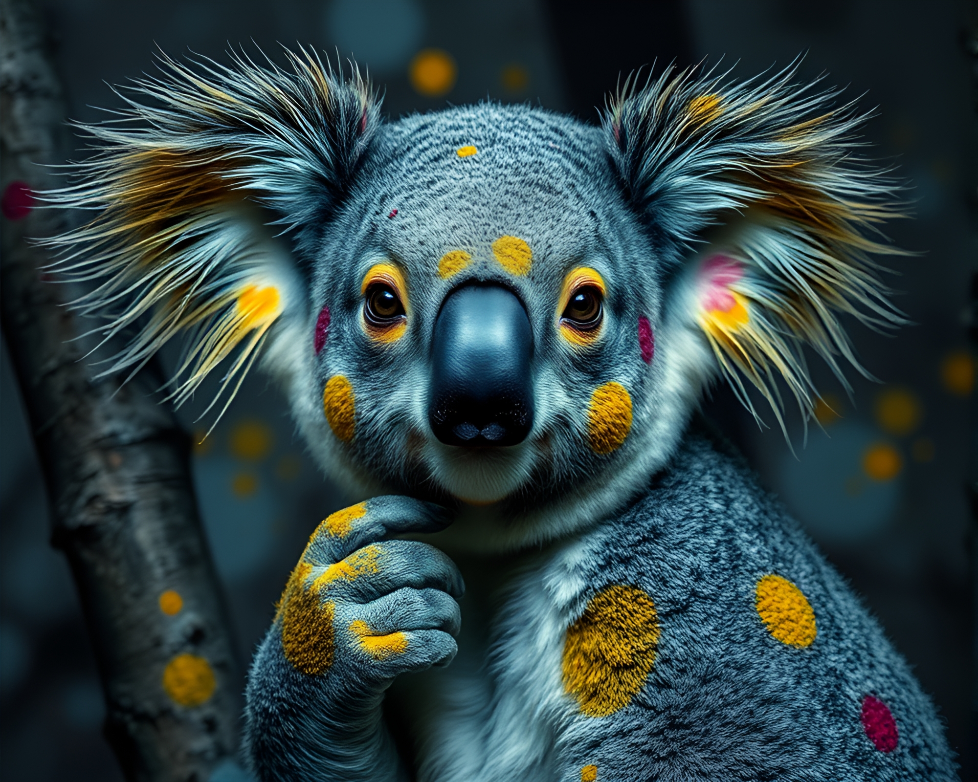 Spray Paint Graffiti Koala in Theatrical Lighting – free AI stock image