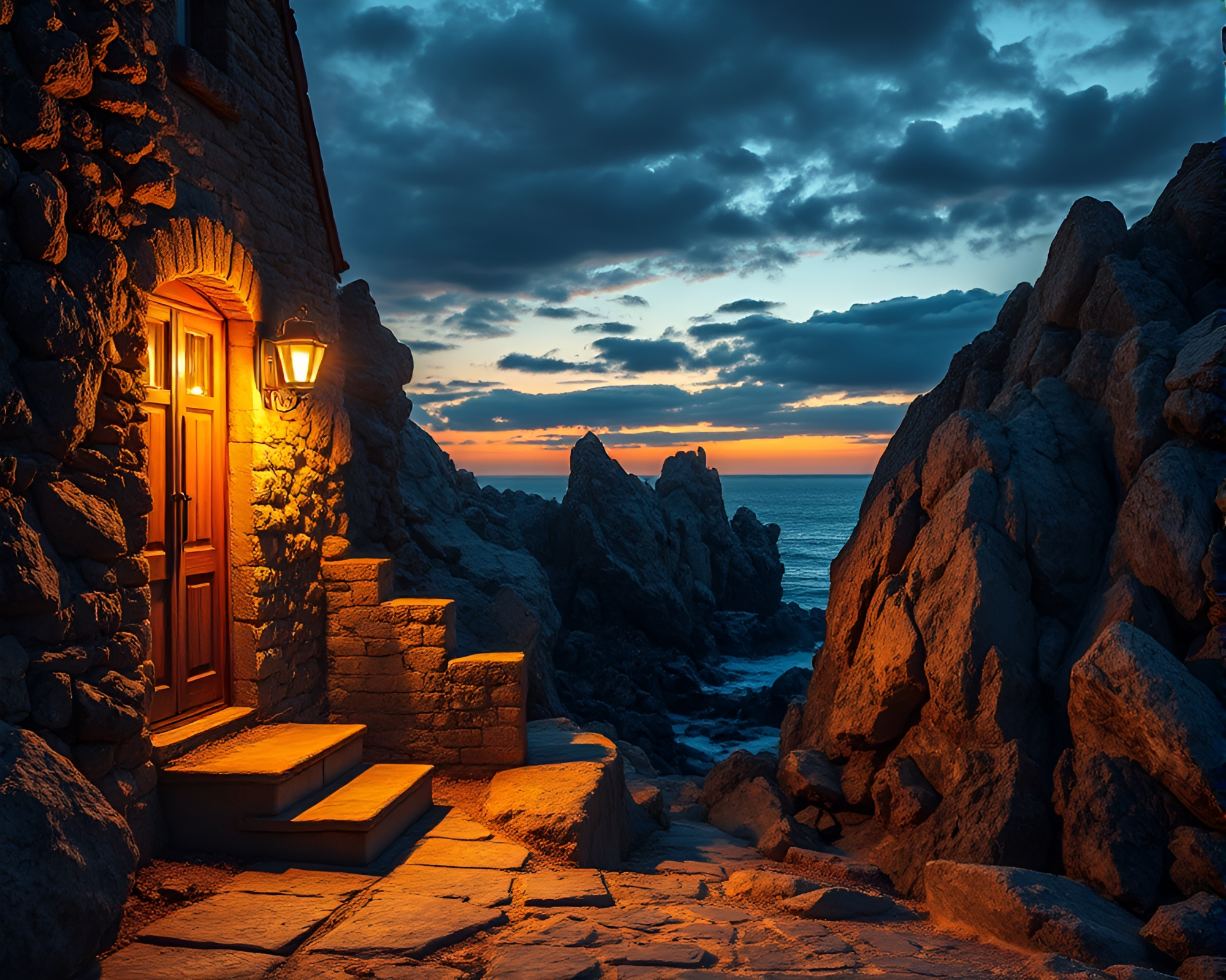 Dutch Angle LED Coastline Porchlights – free AI stock image