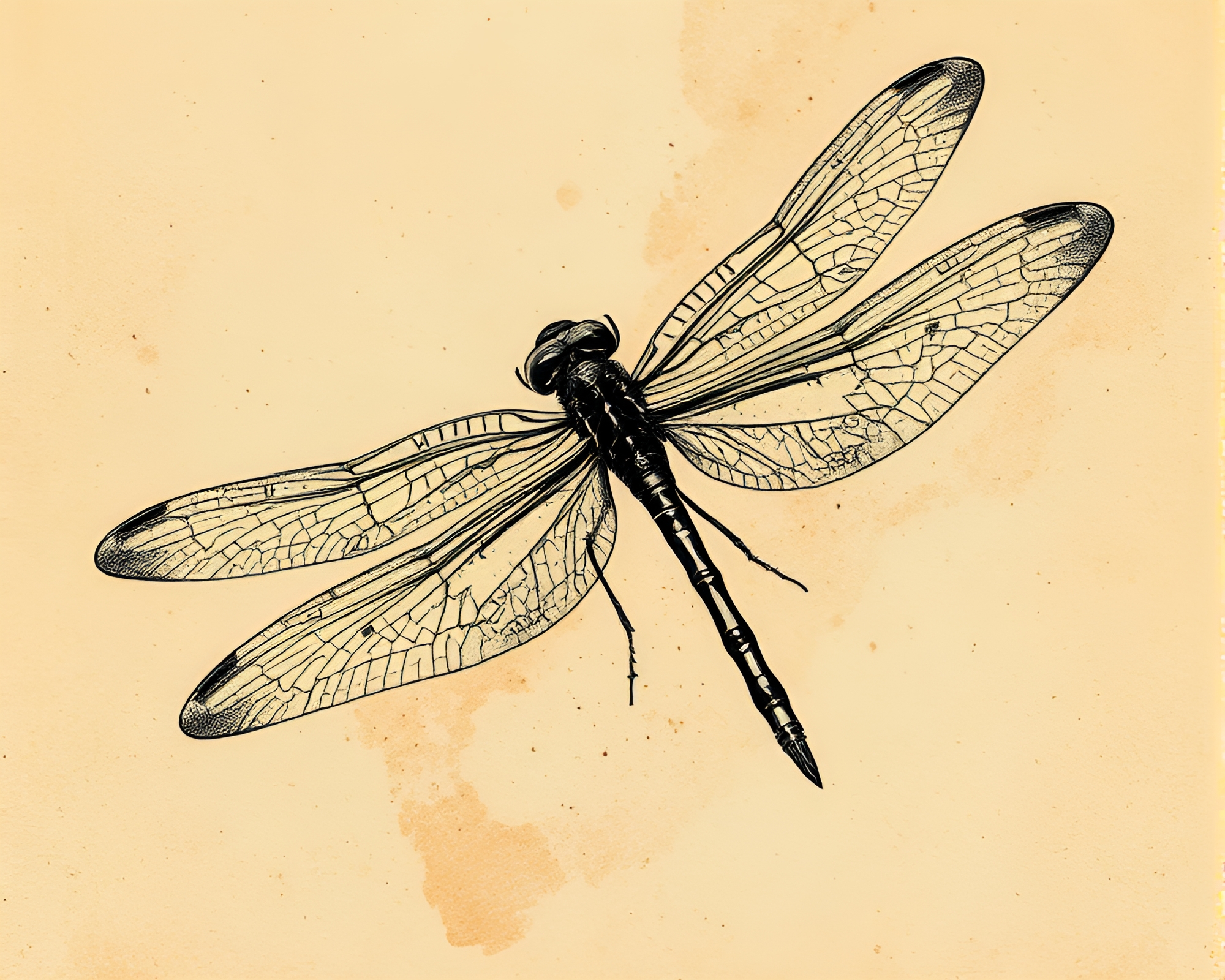 Dragonfly Engraved Details Acid Wash Graphic Novel Scene – free AI stock image