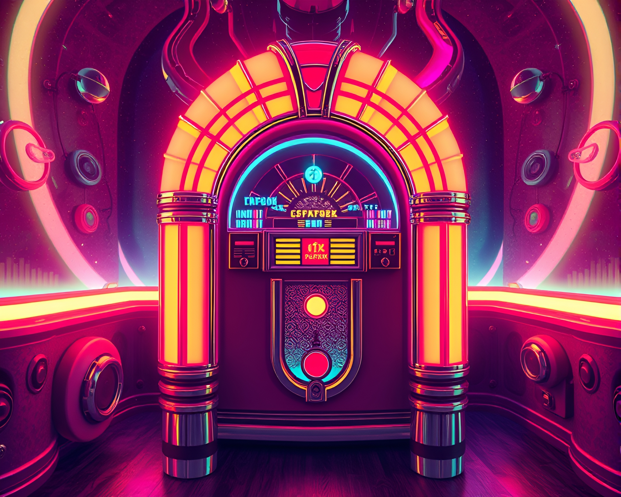Retro Jukebox in Indigo Mystery AI Style – free AI stock image