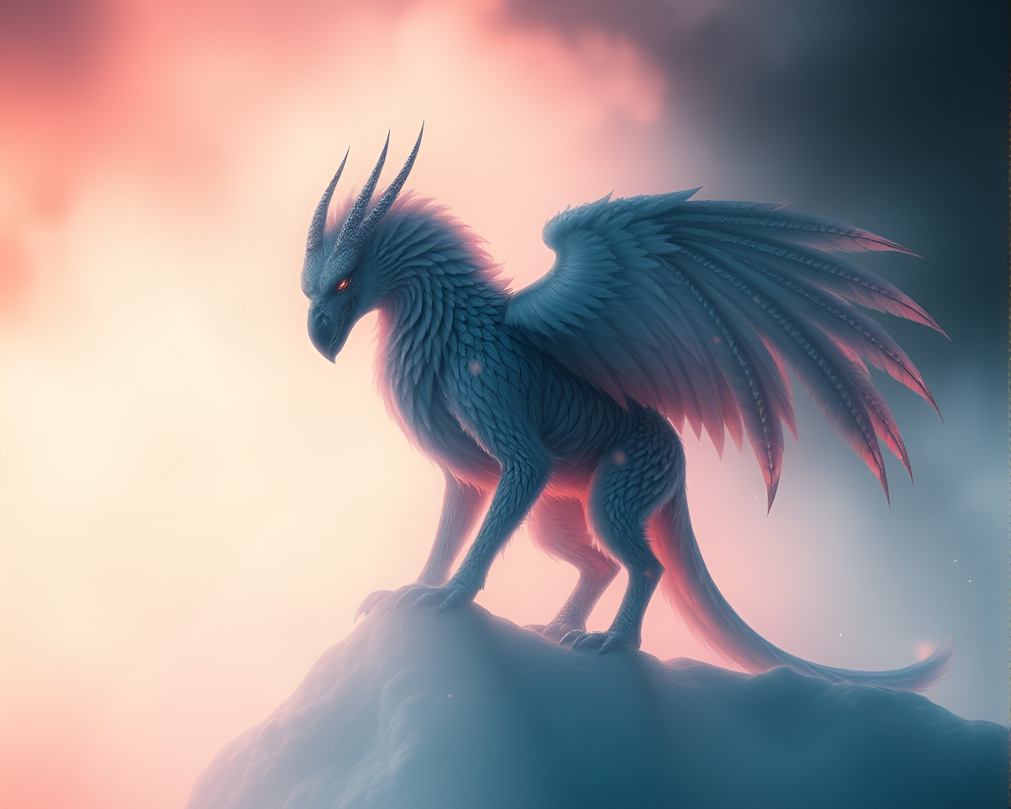 Gryphon in Polar Twilight – free AI stock image