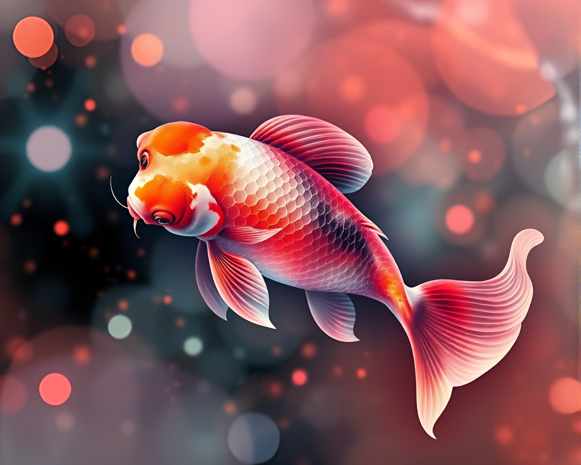 Fractal Koi Fish Pond in Graphic Novel Style – free AI stock image