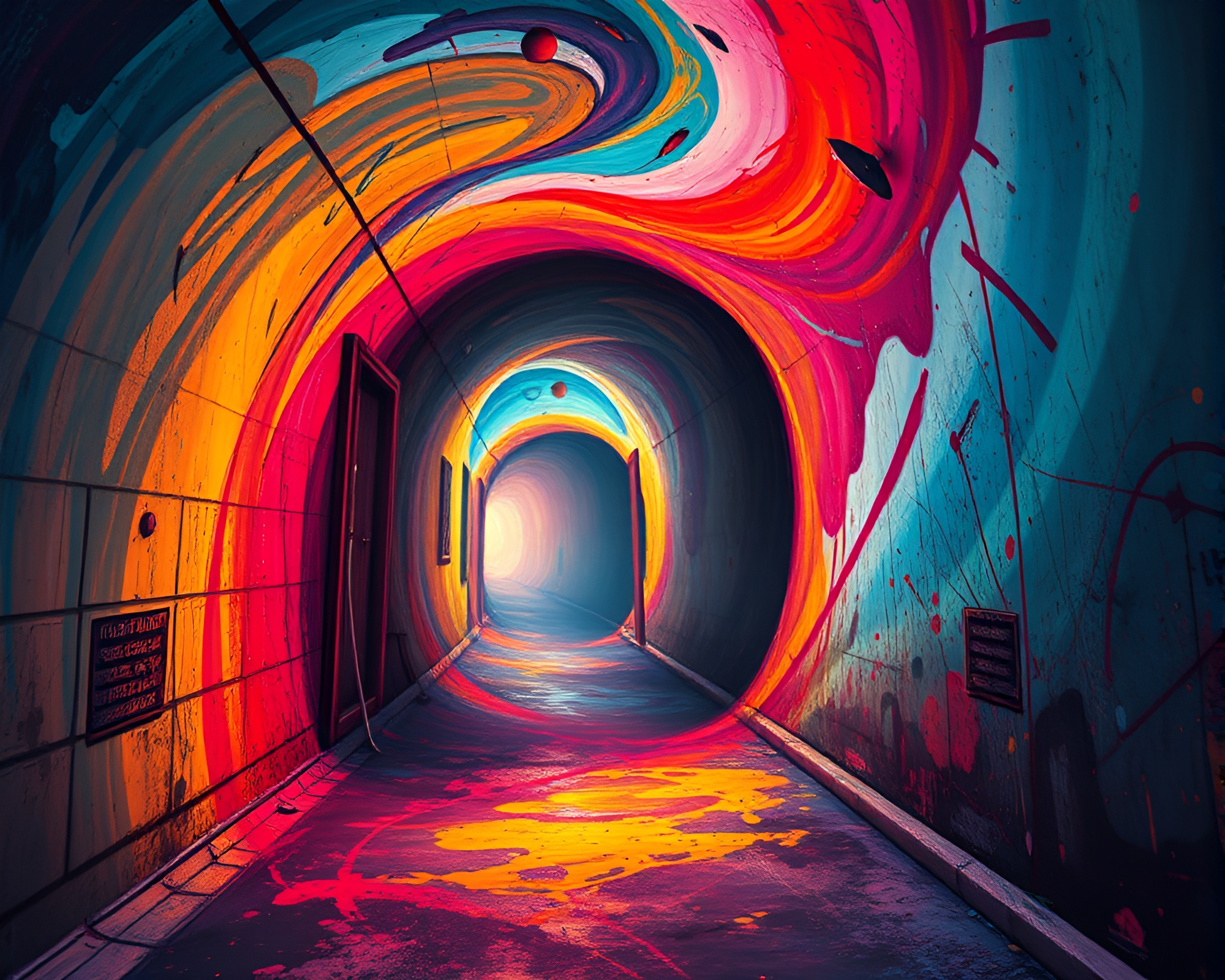 Neon Cyberpunk Alley with Vortex Twist – free AI stock image
